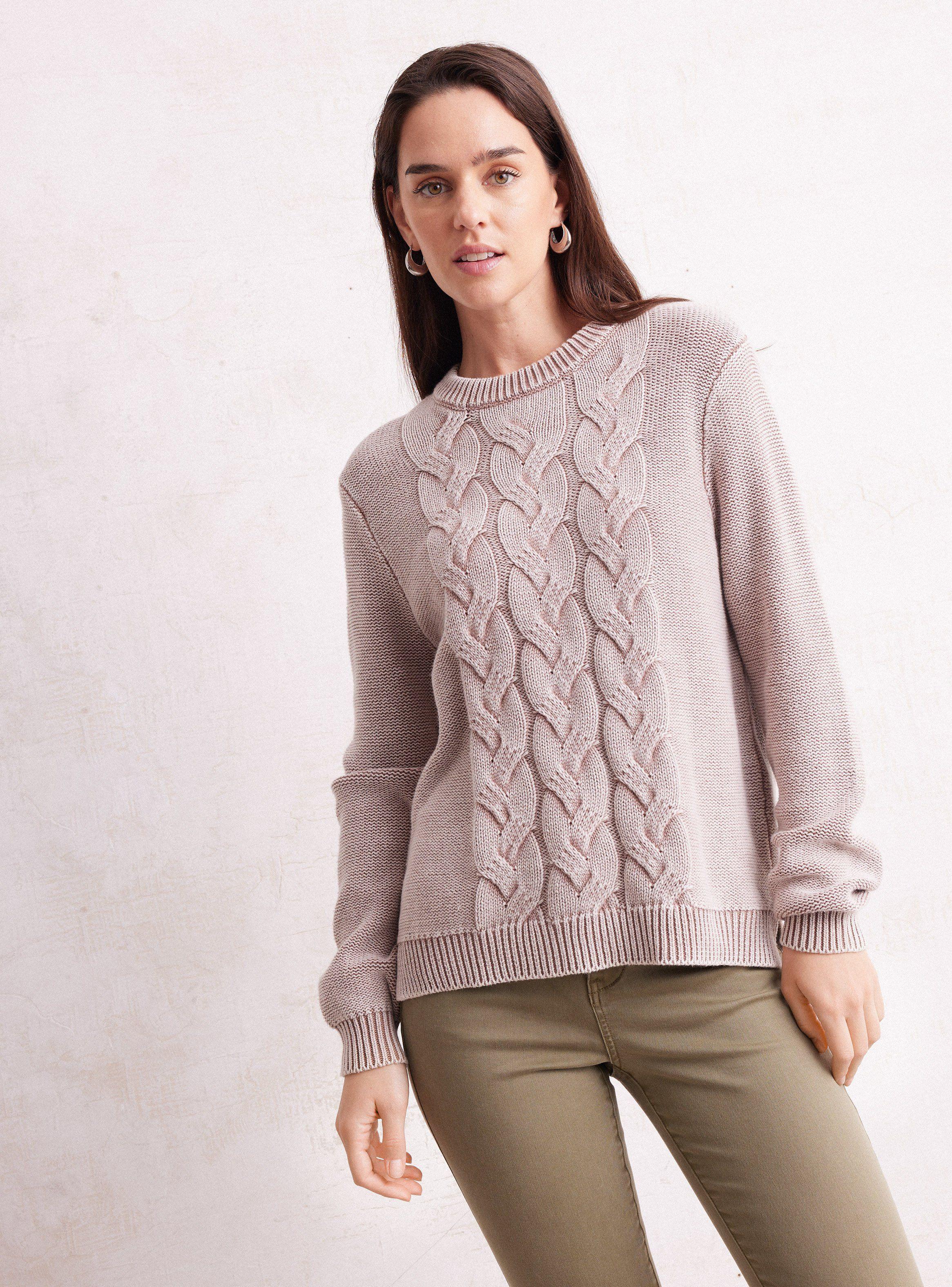 Sweater con Trenza y Proceso de Lavado-0
