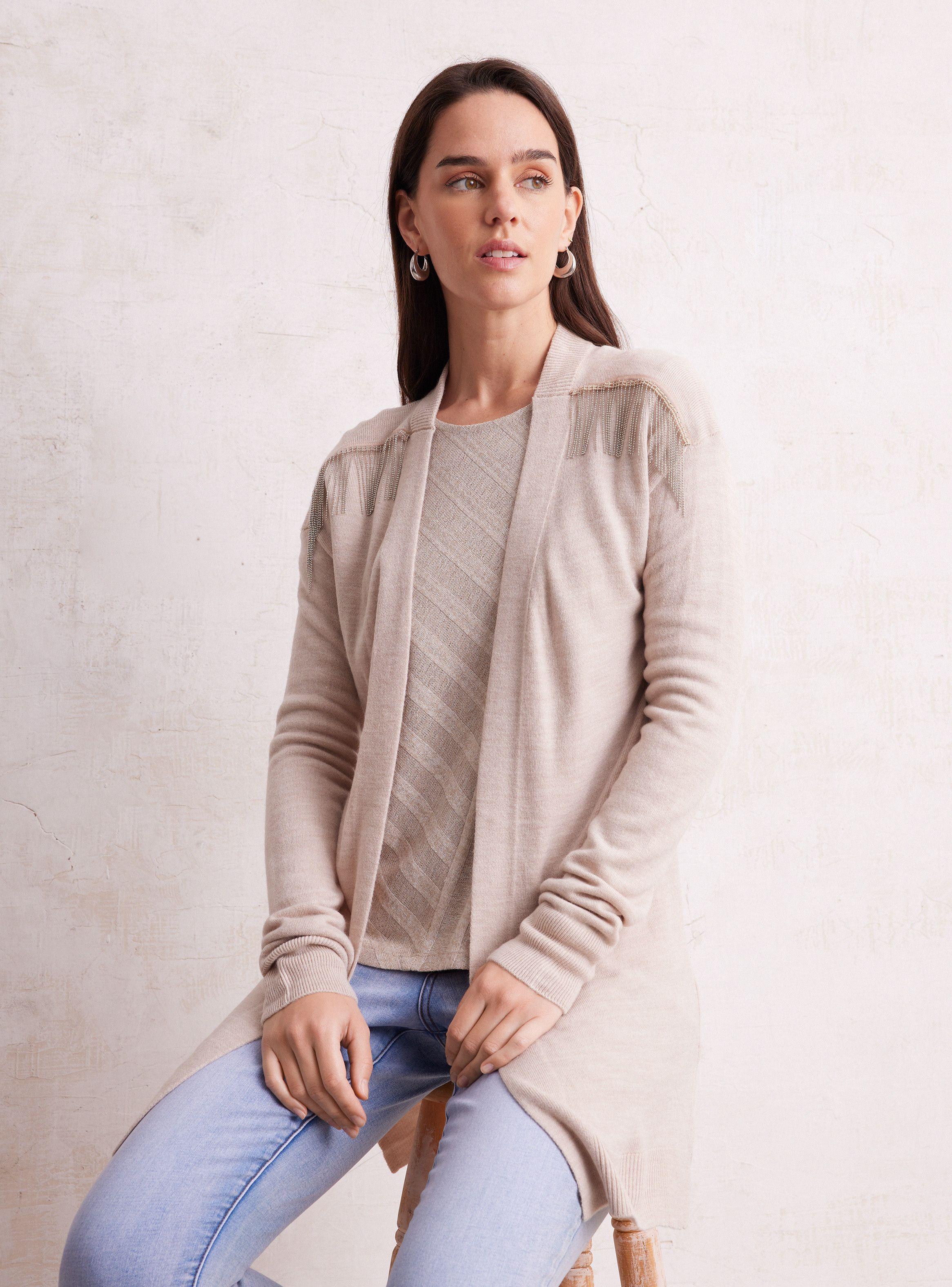 Chaleco Look Kimono con Detalle de Cadenas en Hombro-0