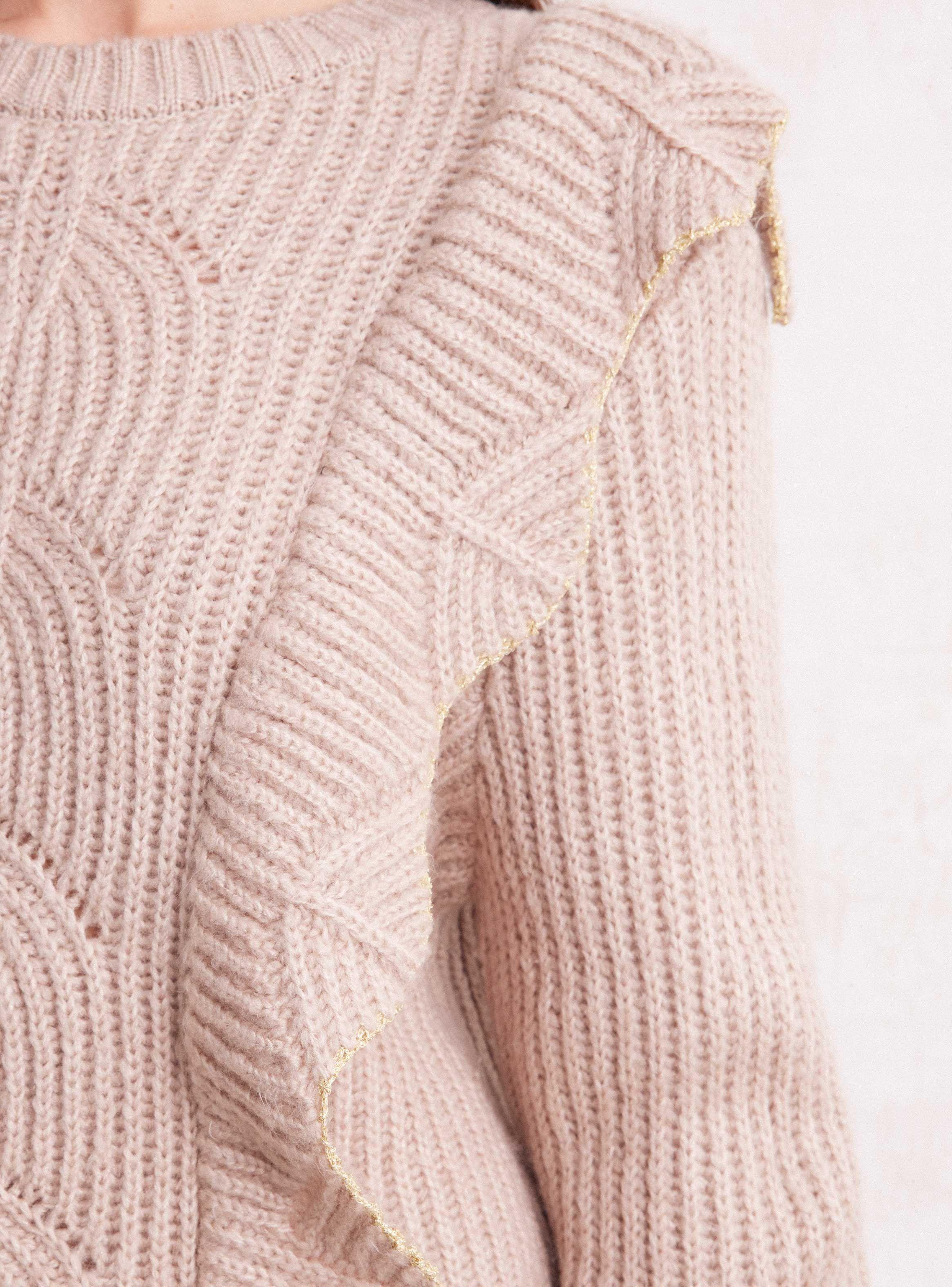 Sweater Cálido con Vuelo Vertical y Terminación Metalizada-3