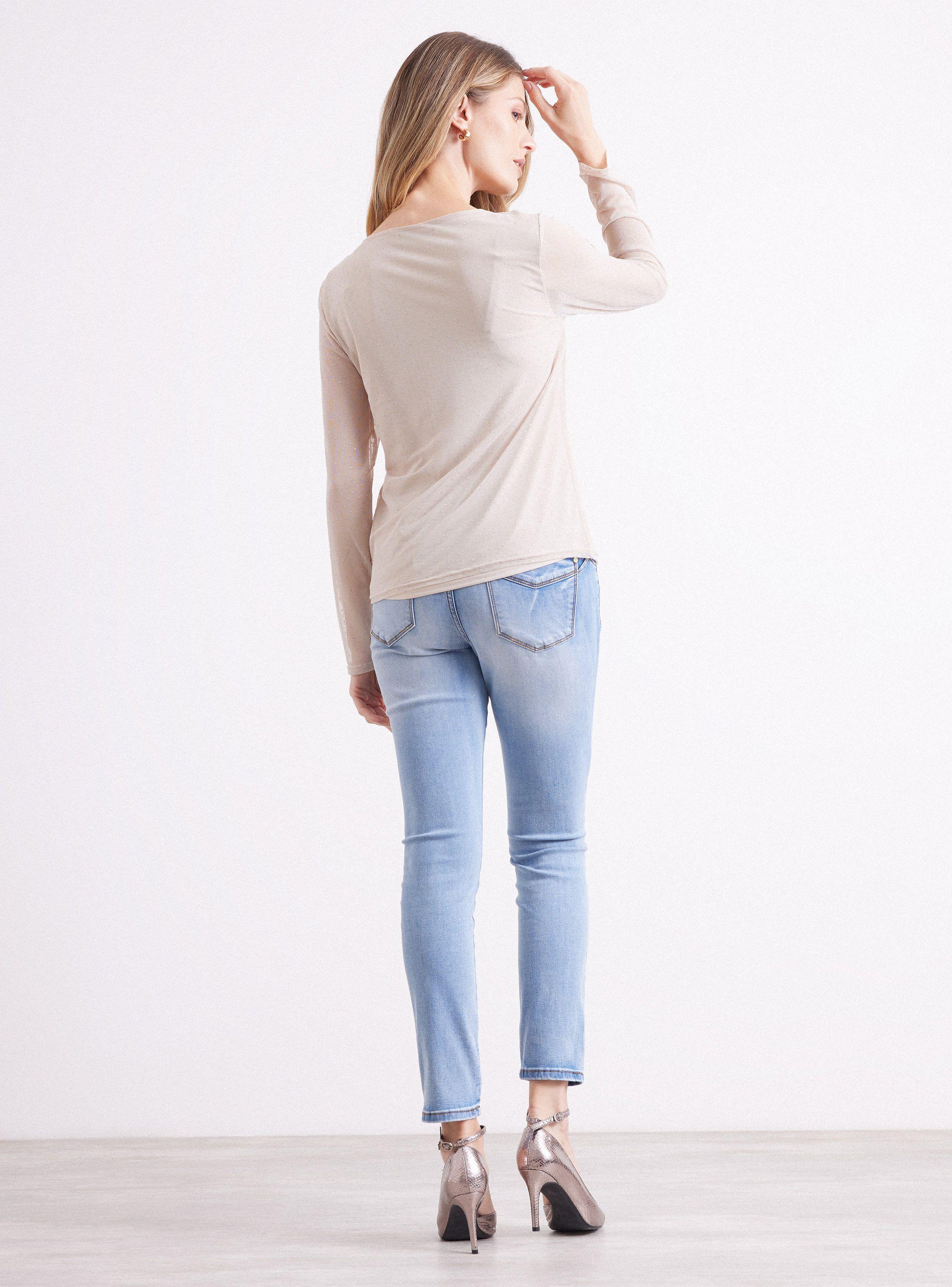Polera de Malla Estampada con Forro-5