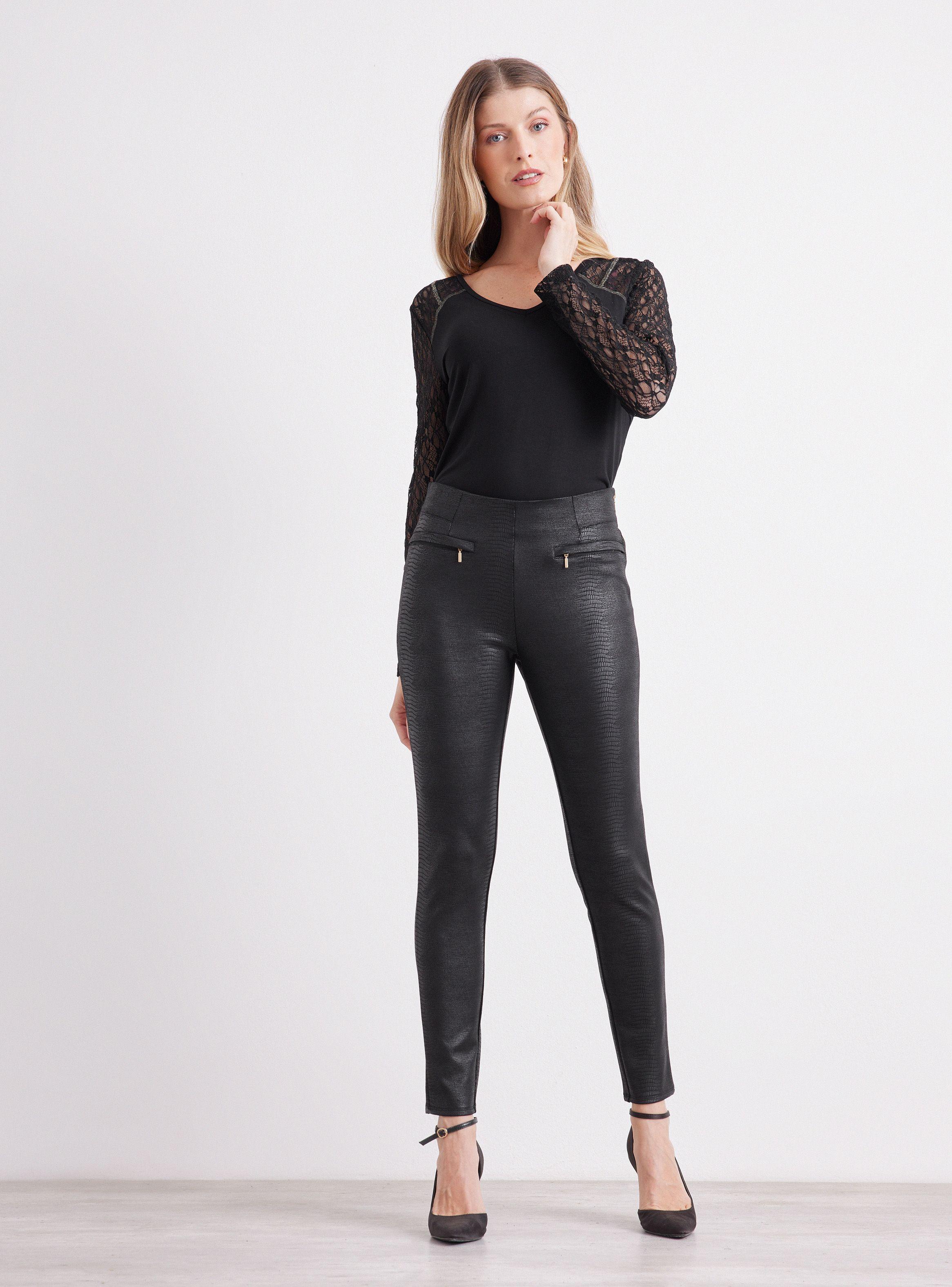 Calza Legging Coated Look Cuero Pitón-4