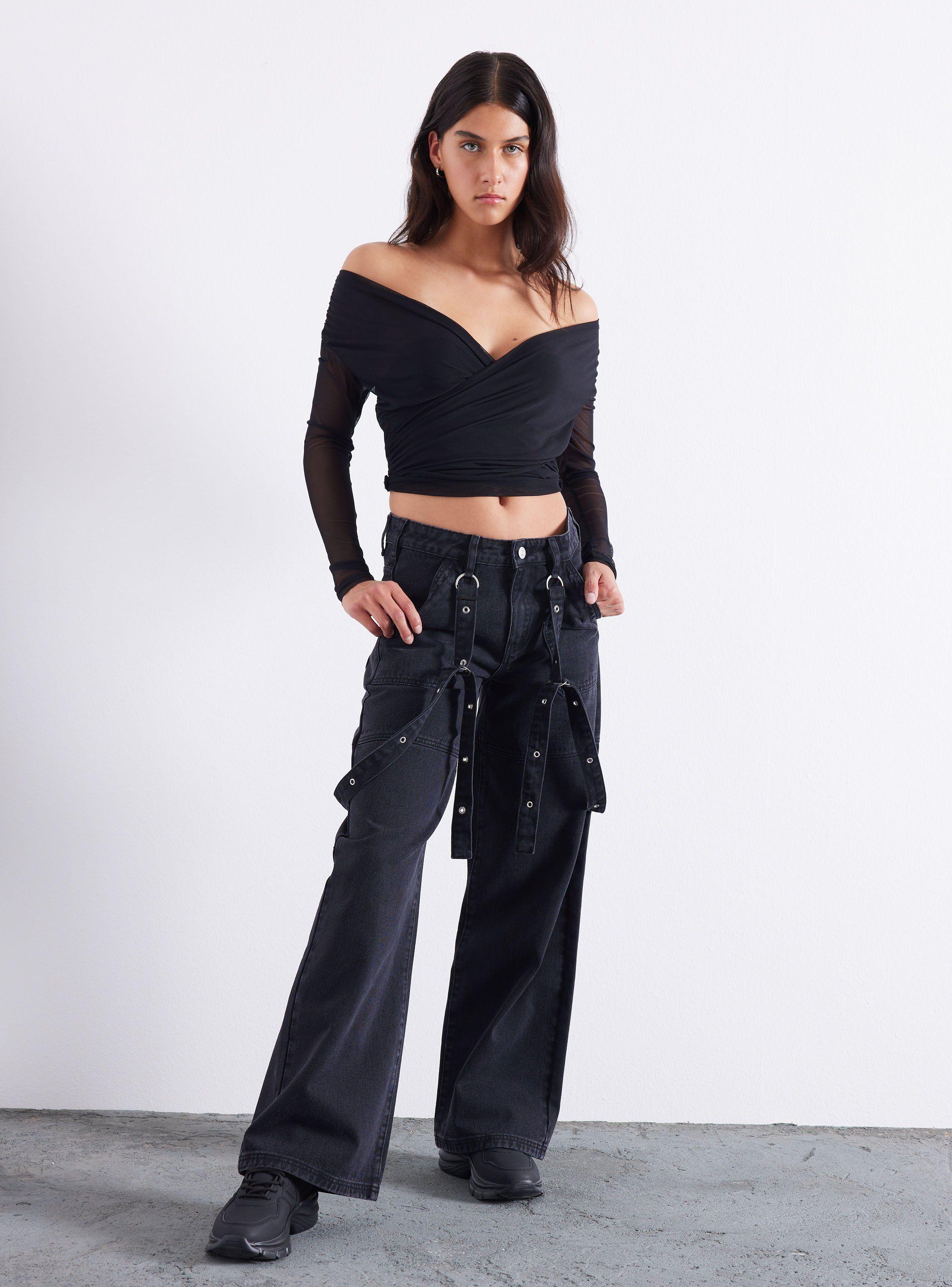 Jeans Straps Con Detalles De Ojetillos-4