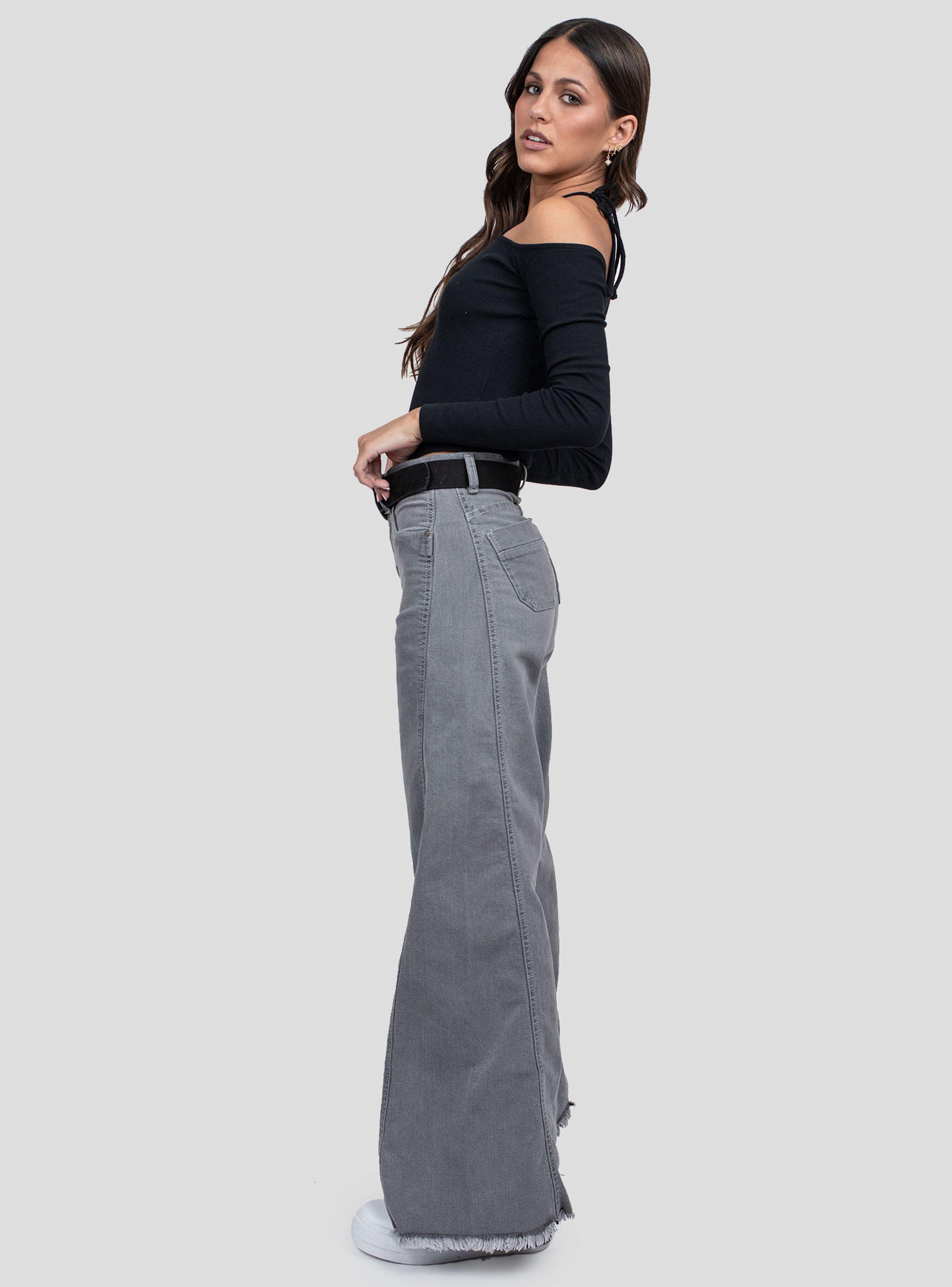 Jeans Anna F Tiro Alto Gris-3