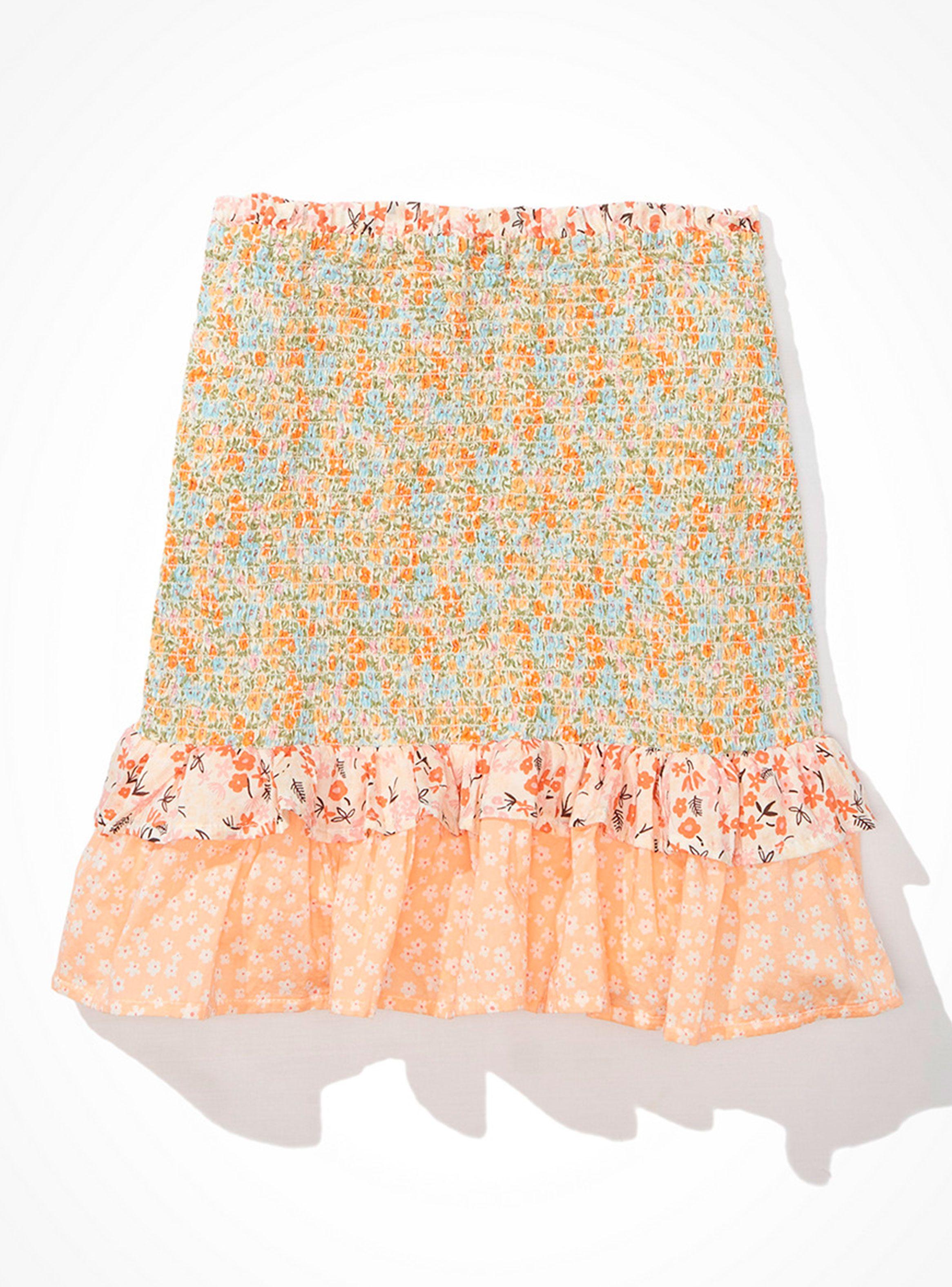 Falda Mini Floral Vuelos Algodón-3