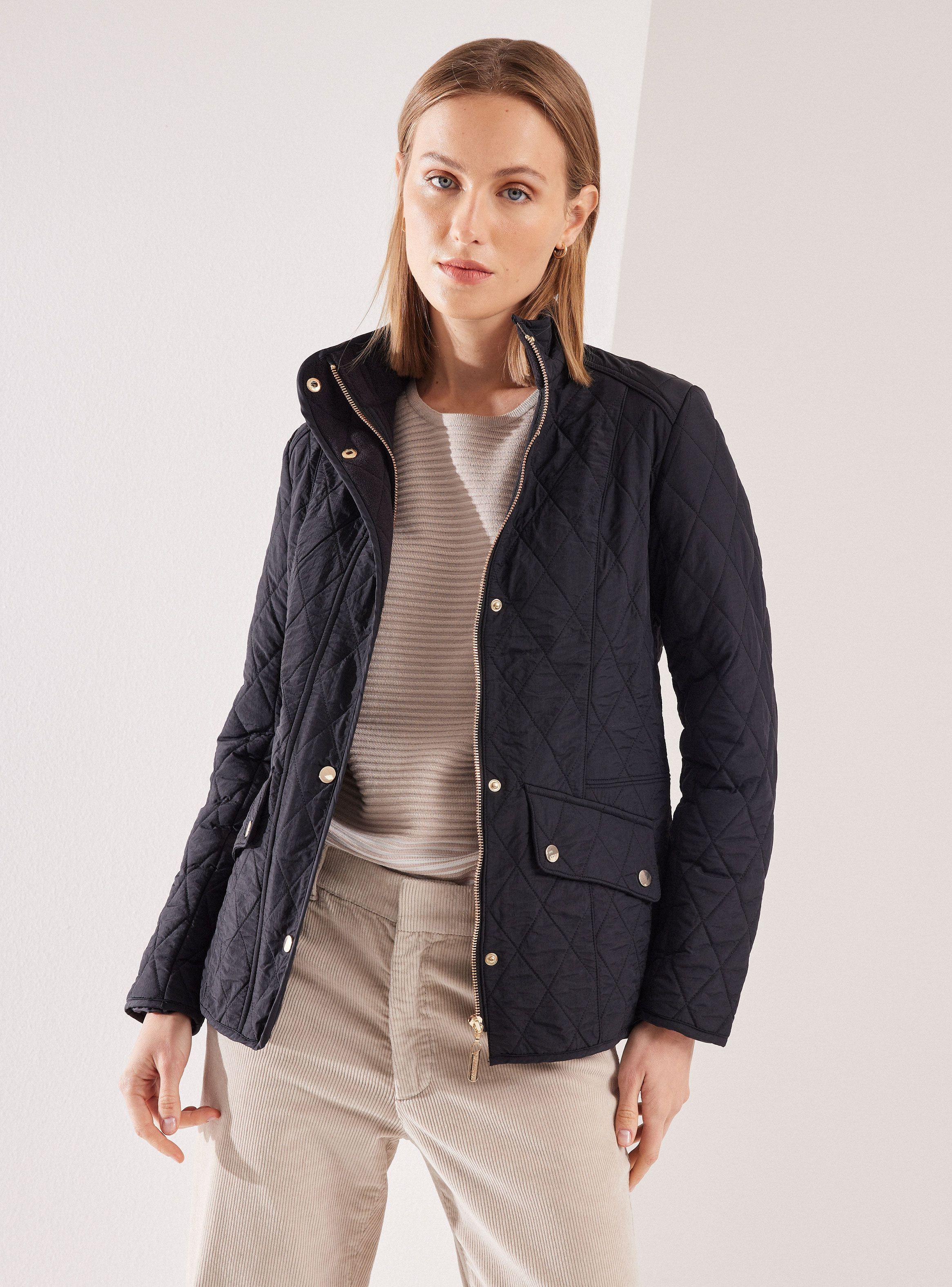 Parka Forrada con Diseño Acolchado Cuello Alto Cierre-0