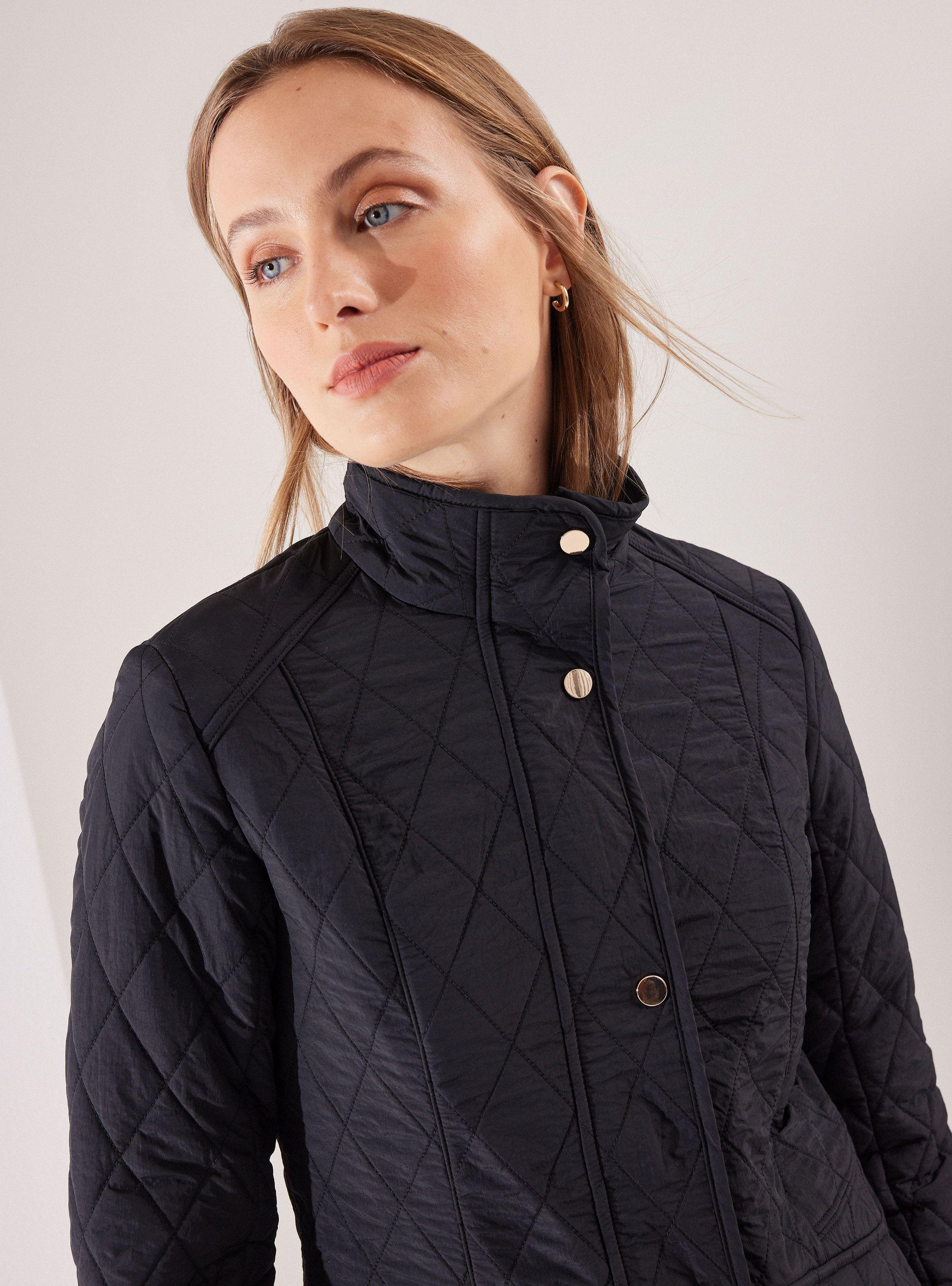 Parka Forrada con Diseño Acolchado Cuello Alto Cierre-3