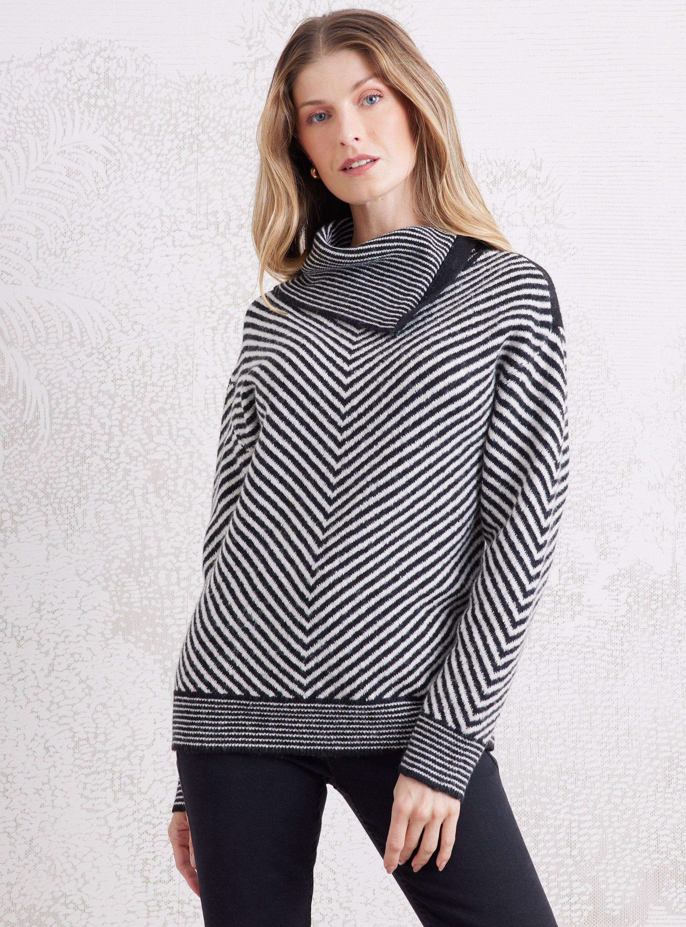 Sweater Listado con Cuello Alto-0