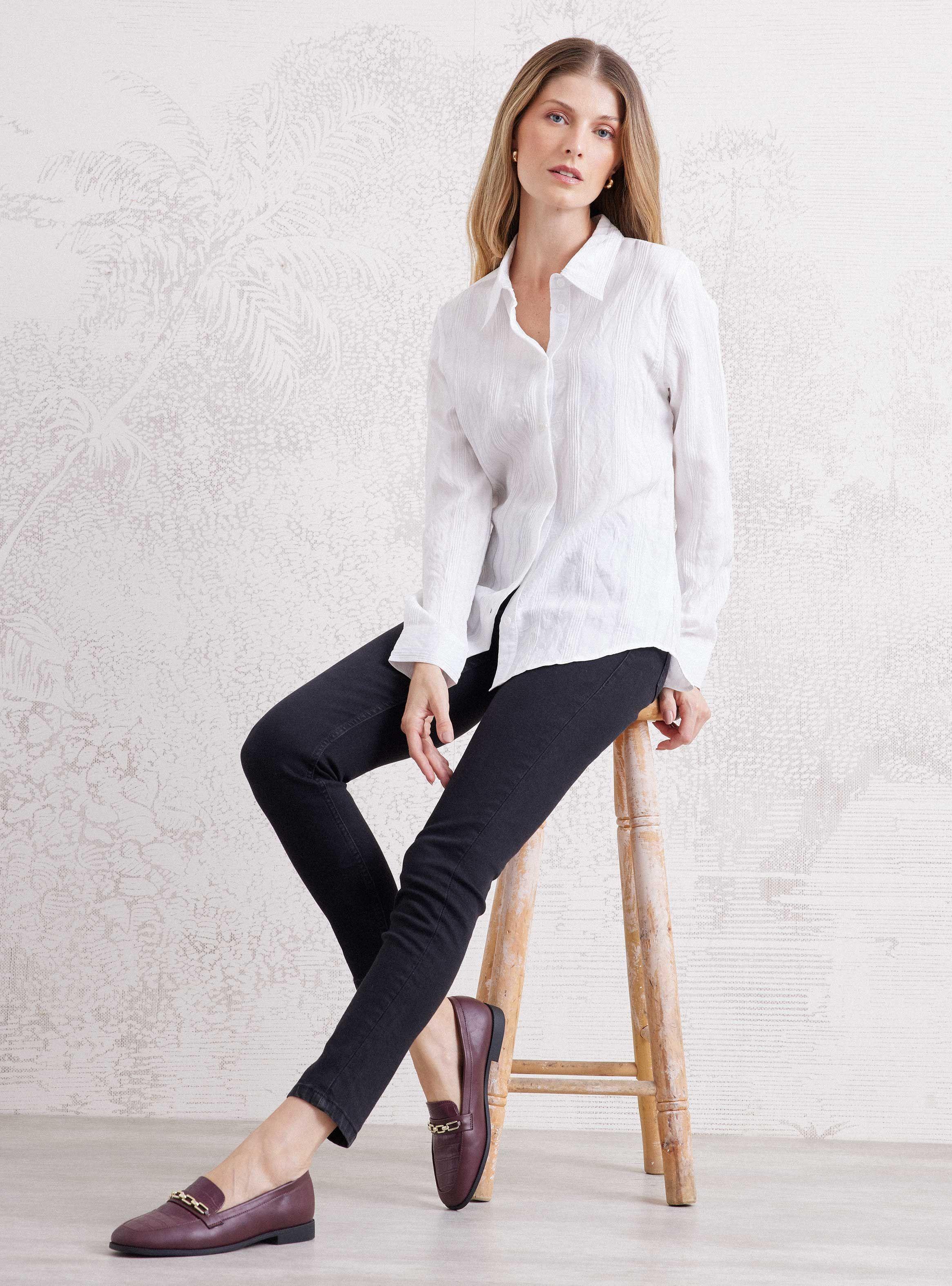 Blusa Camisera con Tela Listada en Relieve-4