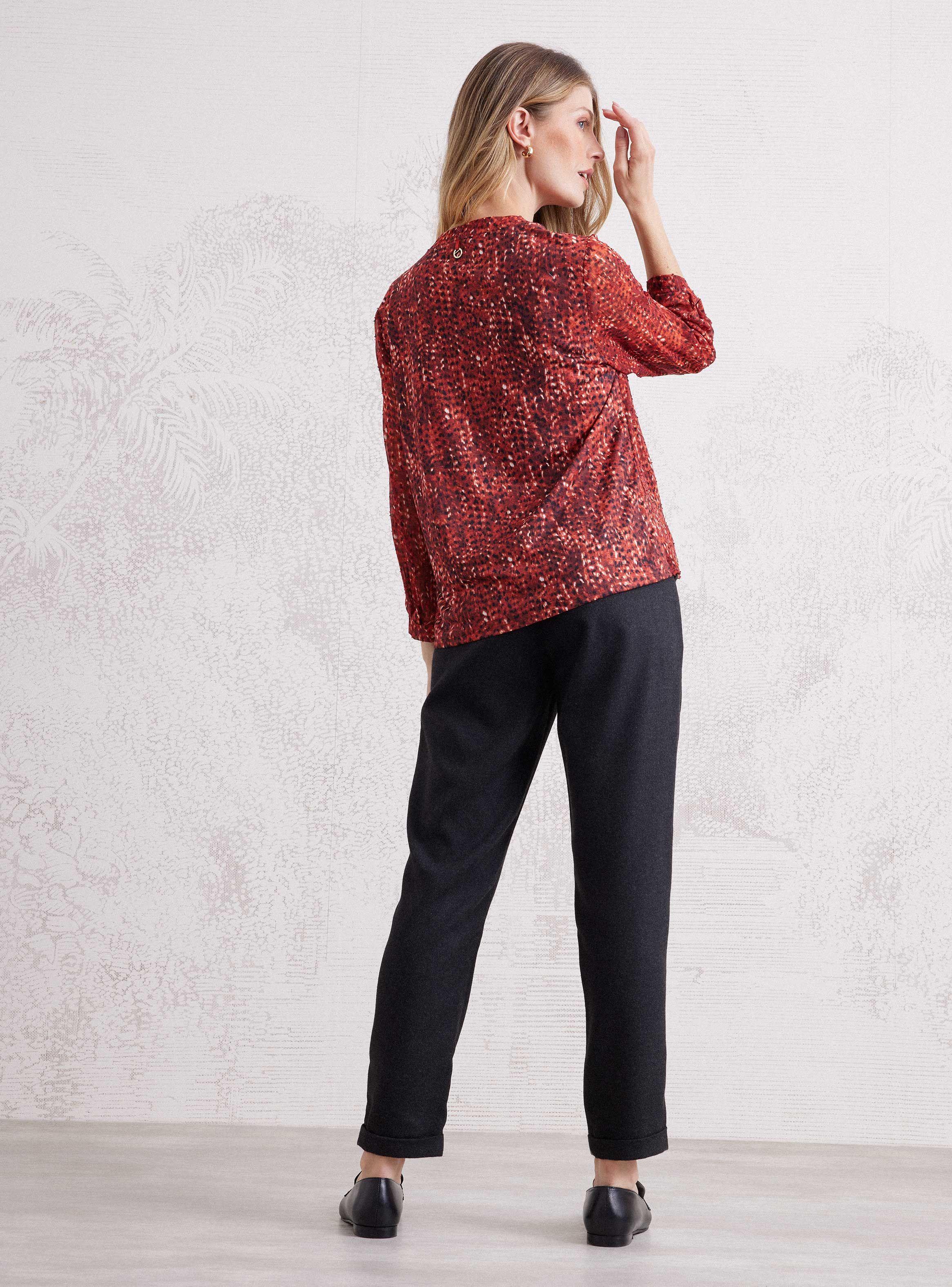 Blusa Mezcla de Tela Rígida y Elasticada con Botones-5