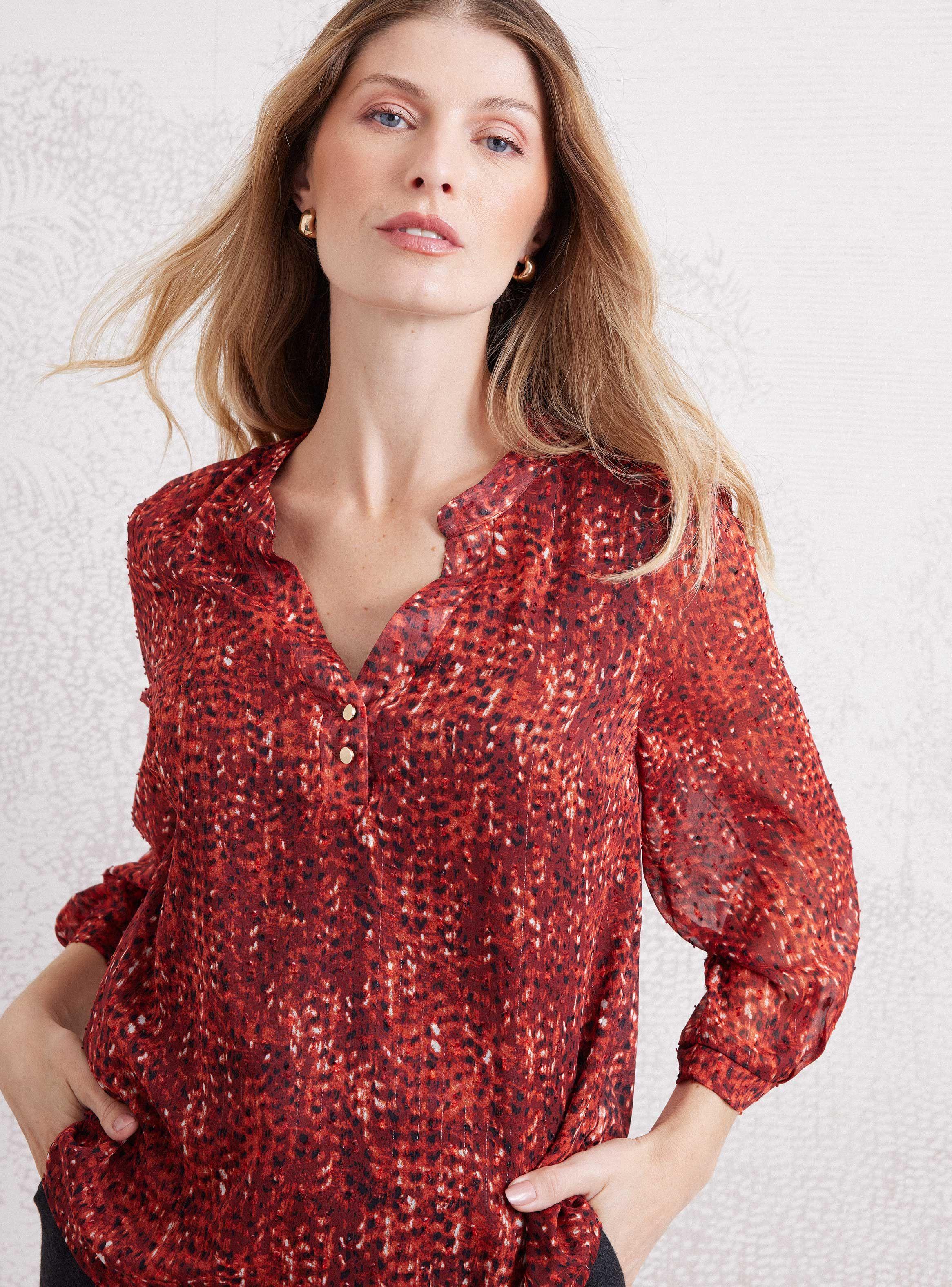 Blusa Mezcla de Tela Rígida y Elasticada con Botones-2