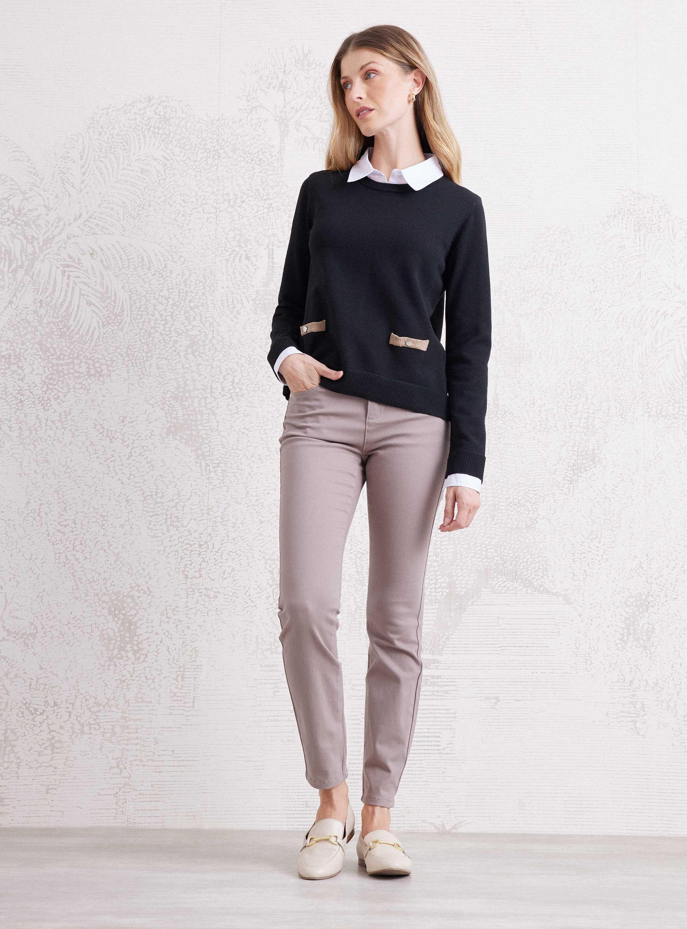 Sweater Con Cuello Camisero Y Detalle De Bolsillos-4