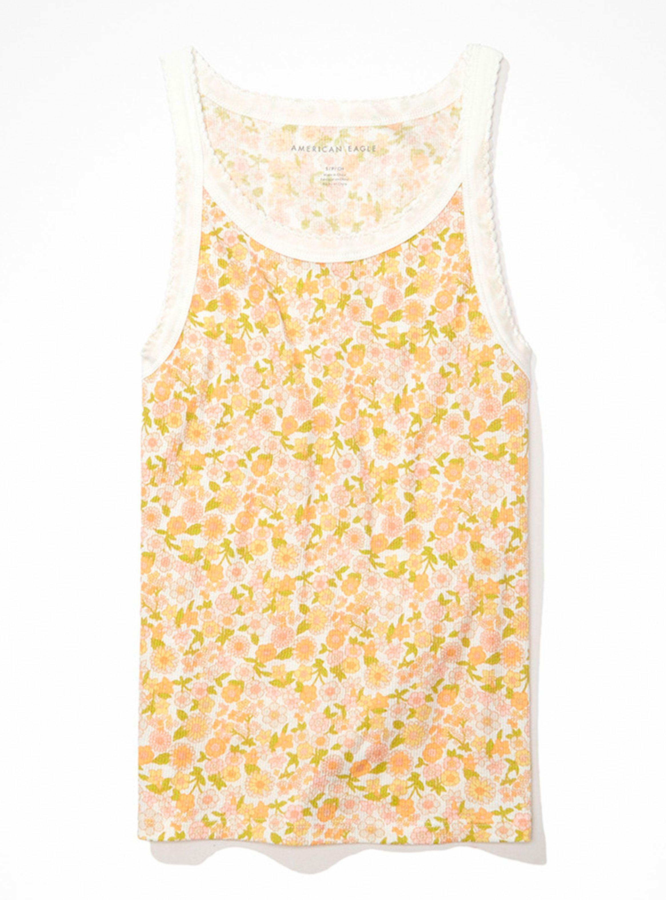 Polera Sin Mangas Borde Liso Estampado-2