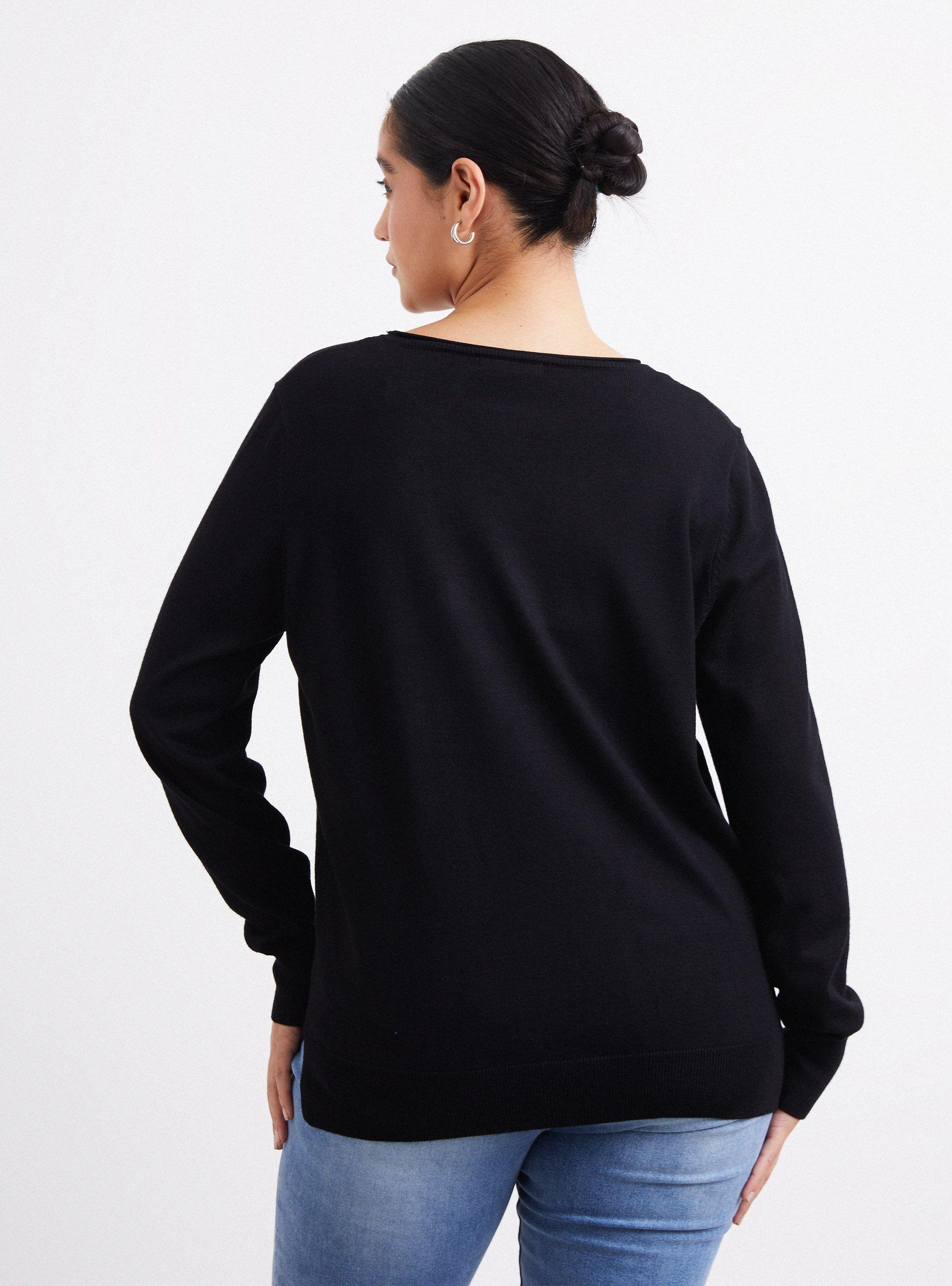 Sweater Cuello V Manga Larga Estampado Joyas-1
