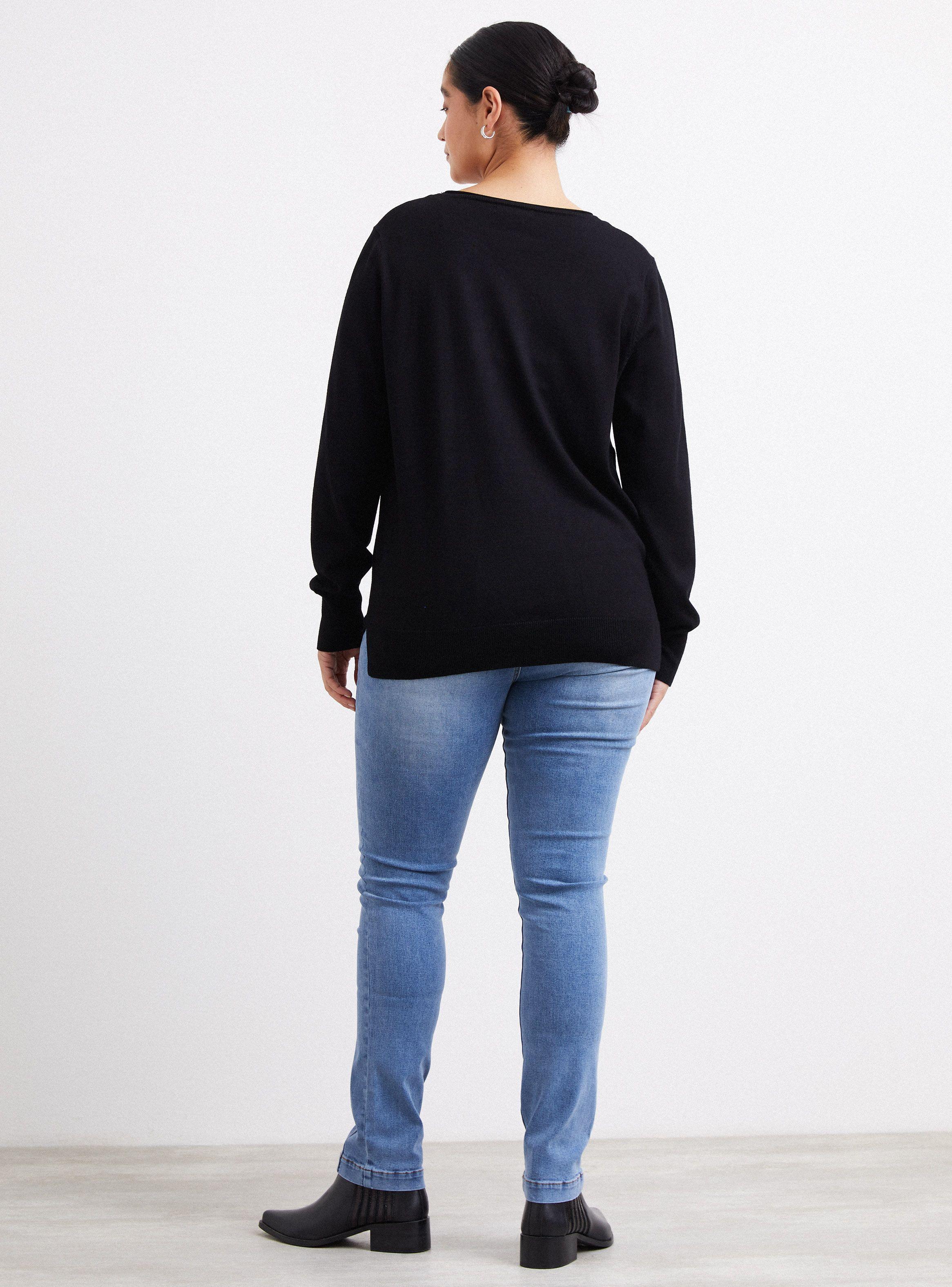 Sweater Cuello V Manga Larga Estampado Joyas-5