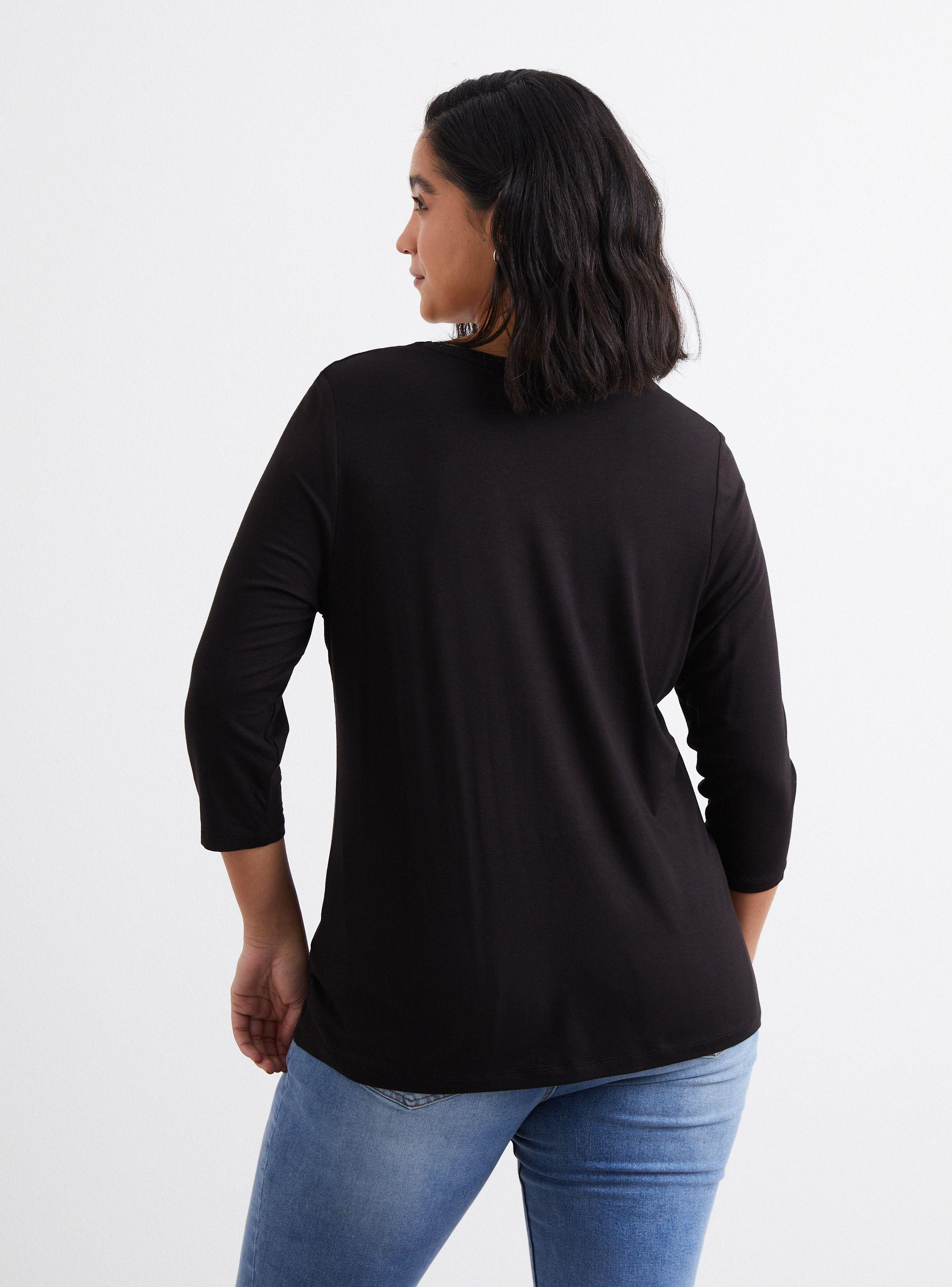 Polera Fluida Manga Tres Cuartos Estampado Frontal-1