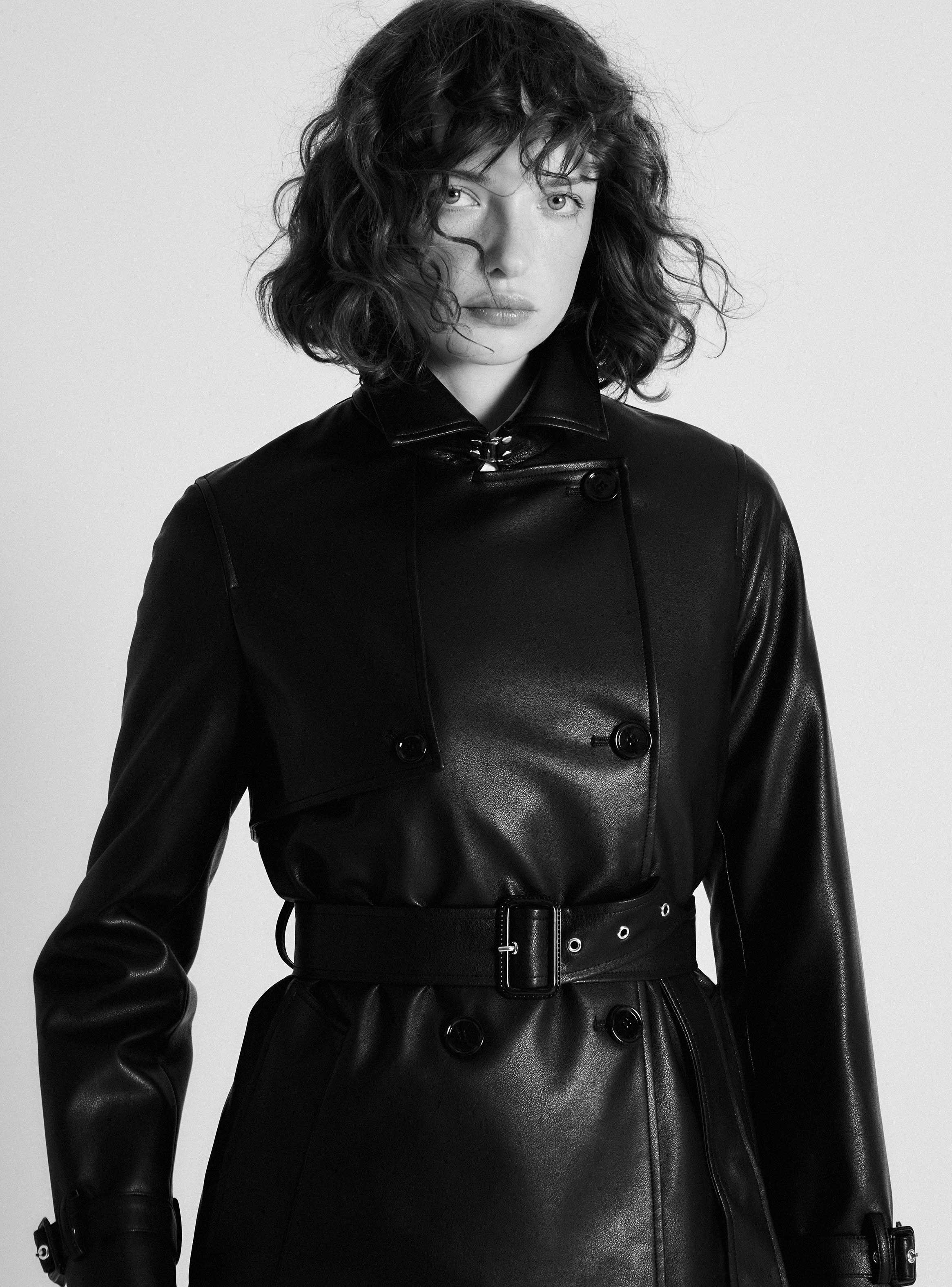 Abrigo Trench Efecto Cuero-2