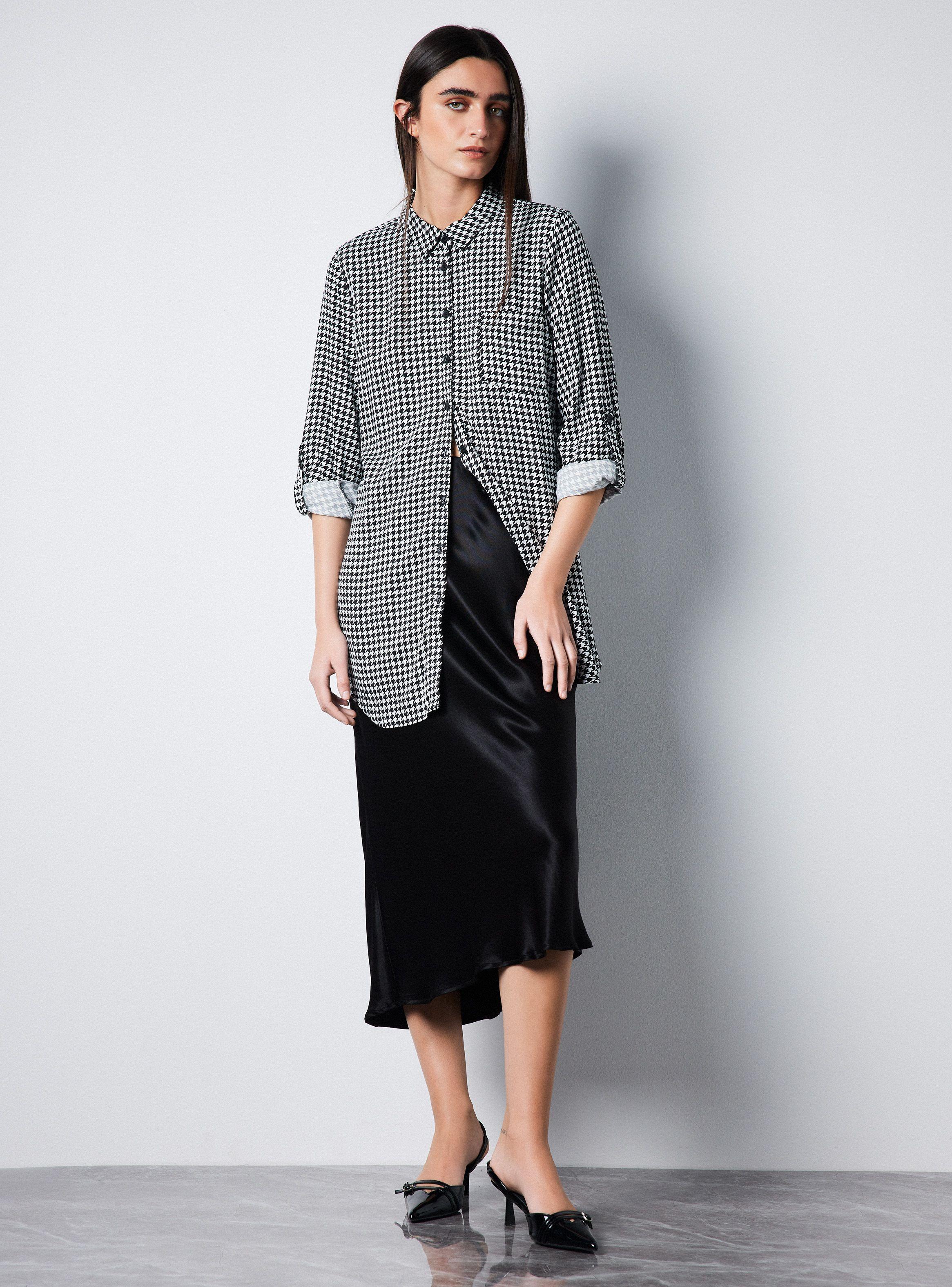 Blusa Camisera Larga con Aberturas-4