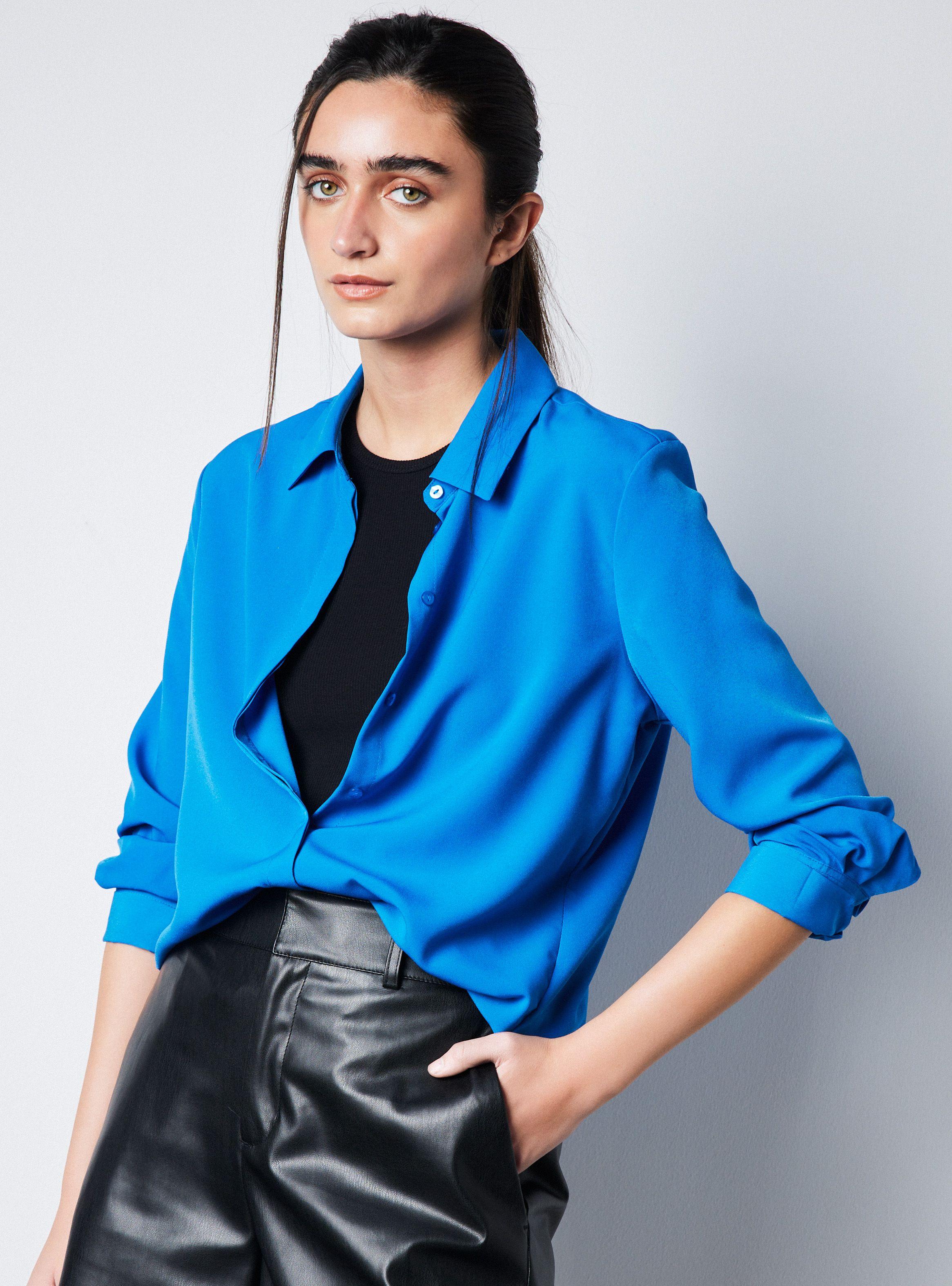 Blusa Camisera Fluida Recta-0