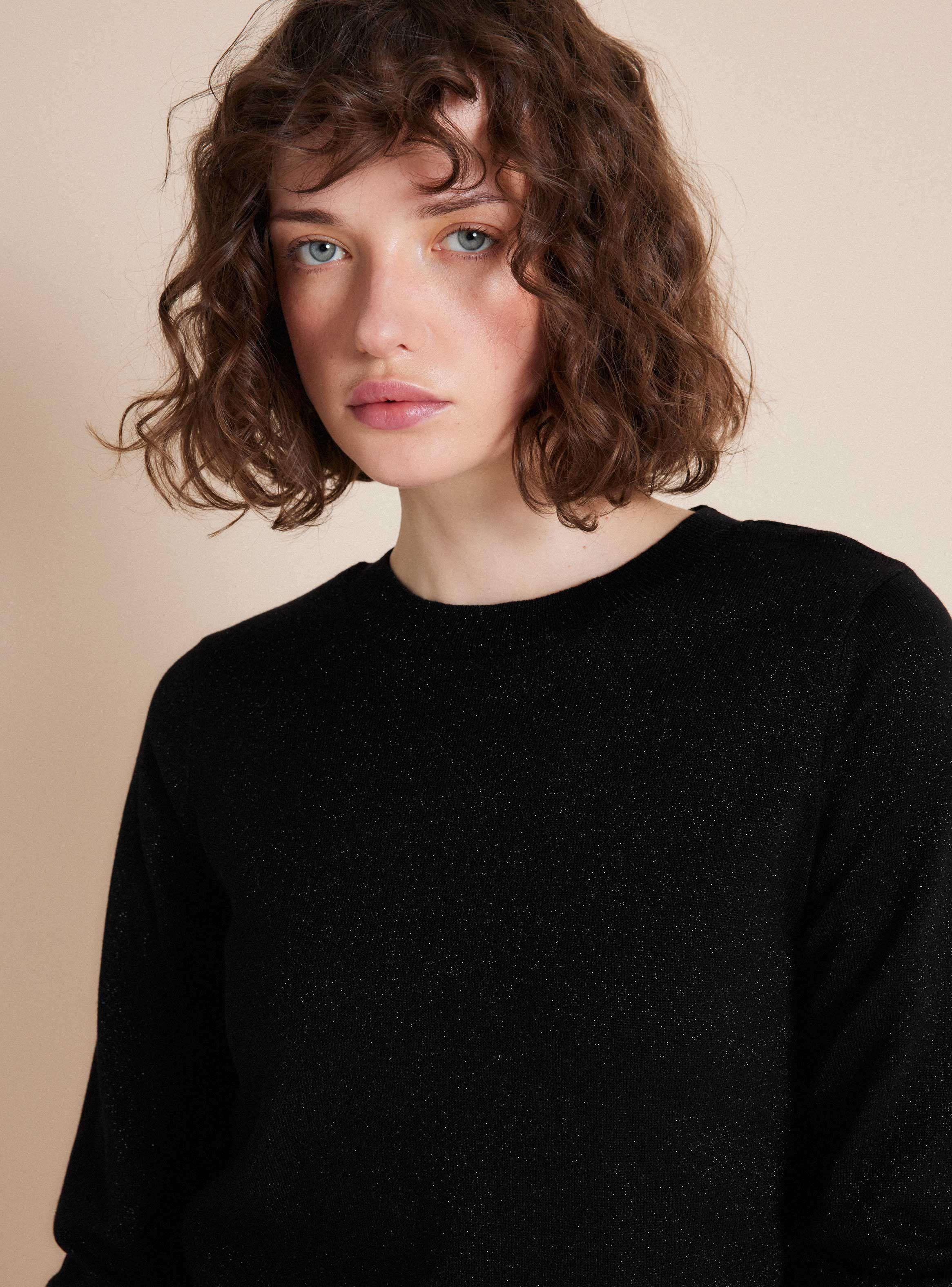 Sweater Cuello Redondo con Hilo Metalizado-2