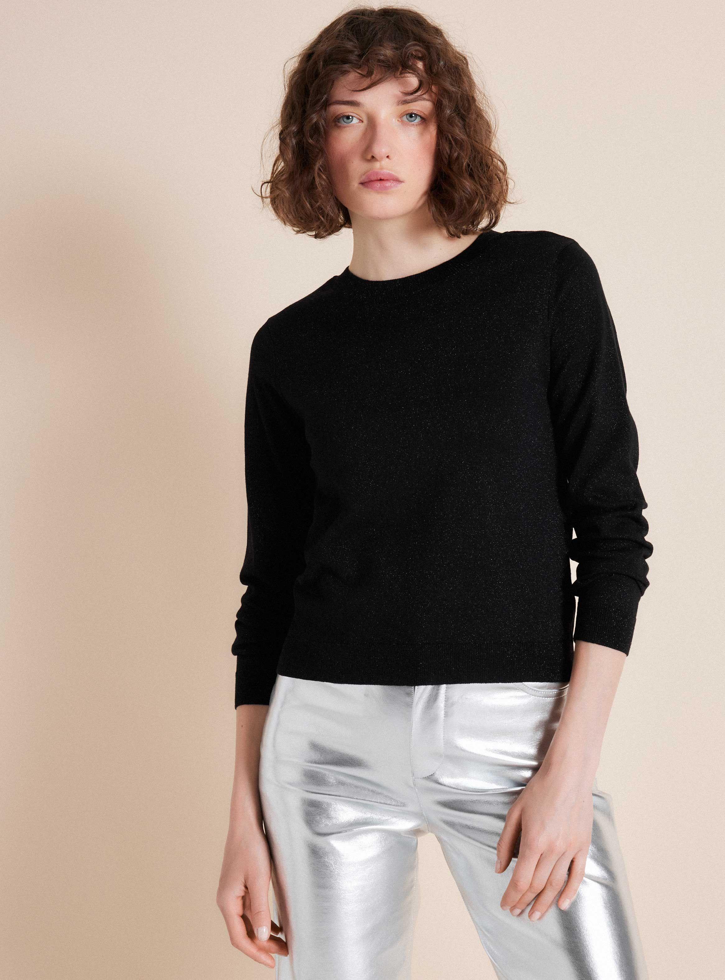 Sweater Cuello Redondo con Hilo Metalizado-0