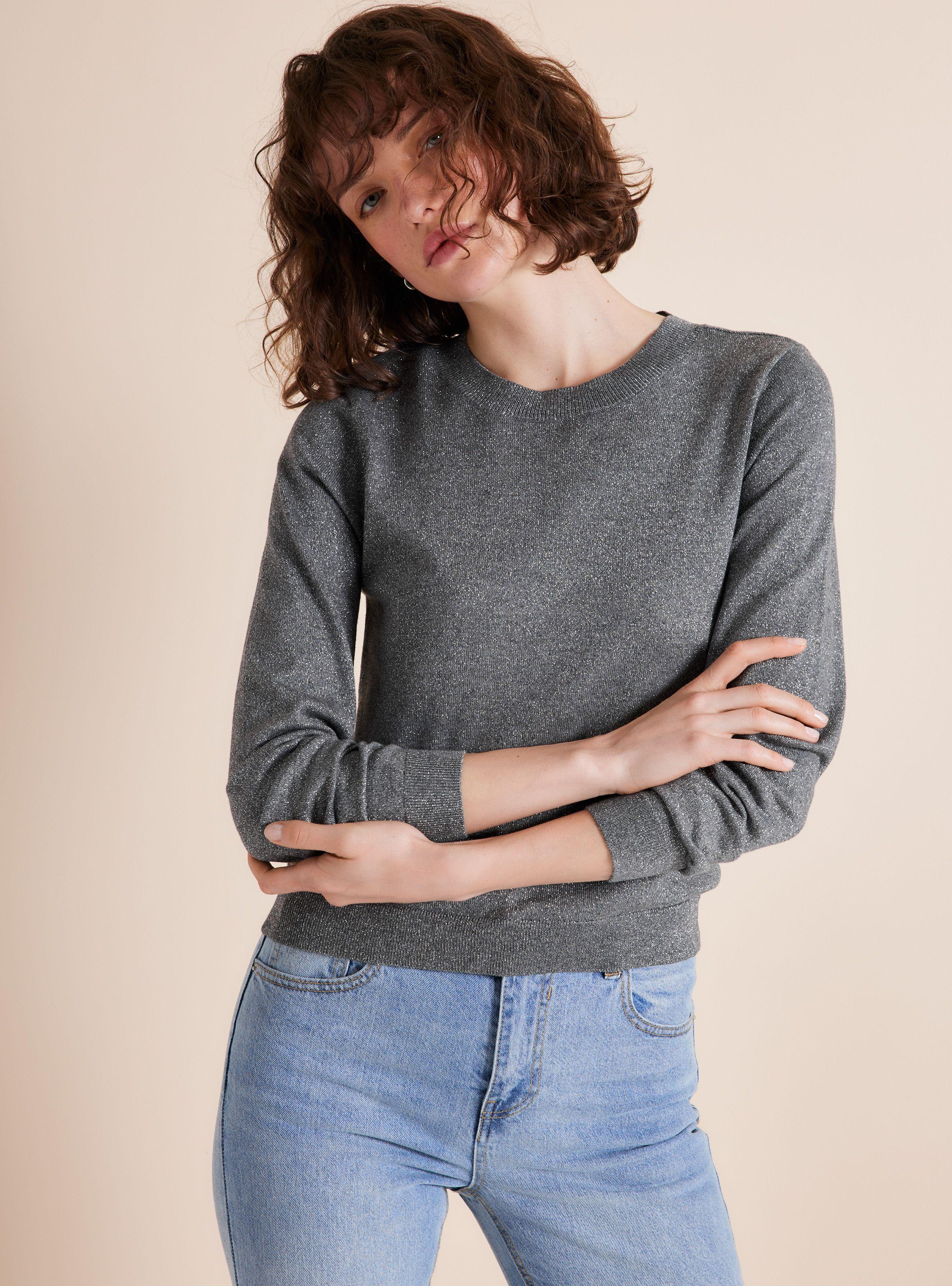 Sweater Cuello Redondo con Hilo Metalizado-0