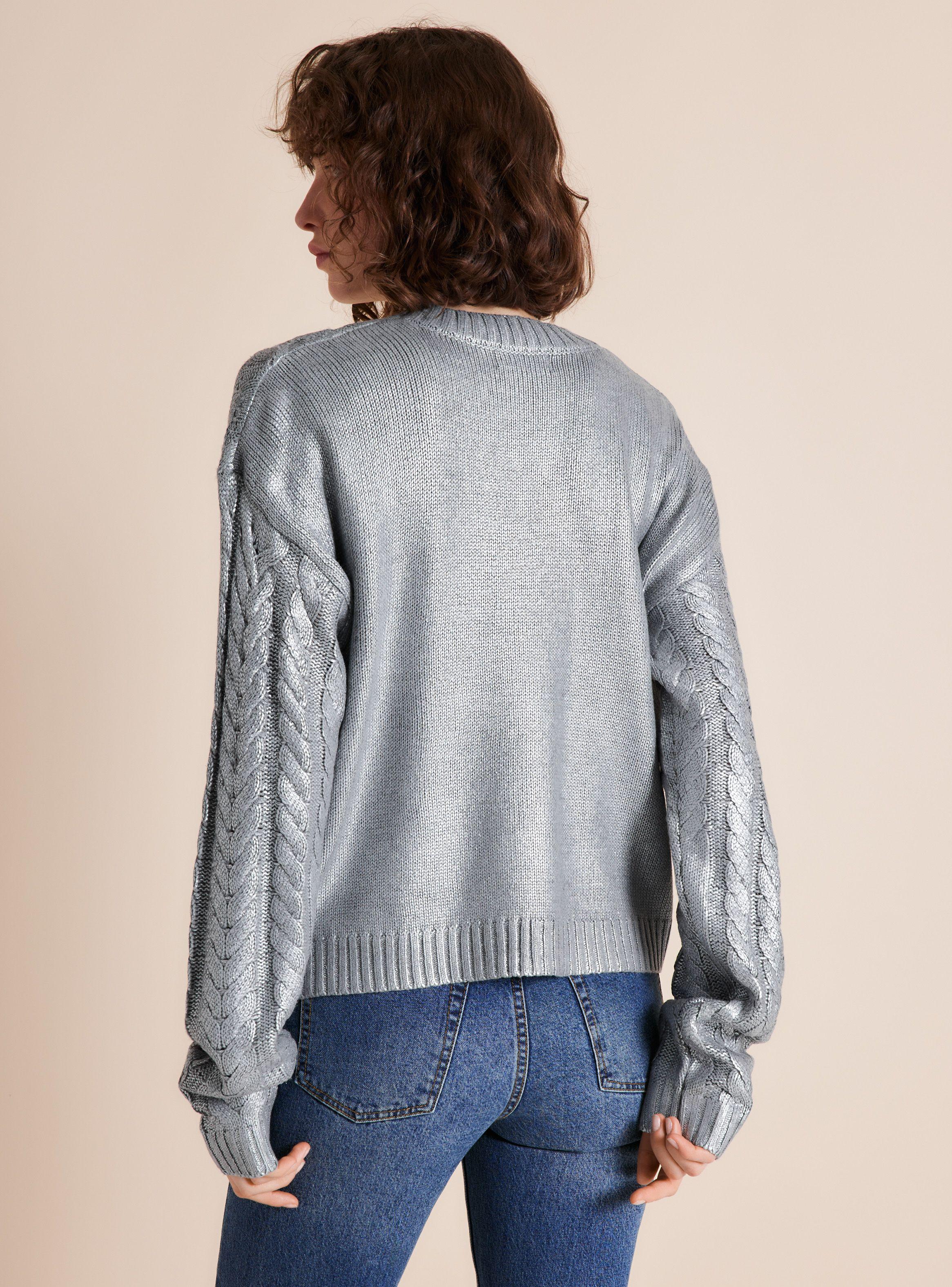 Sweater Trenzado Acabado Metalizado-1