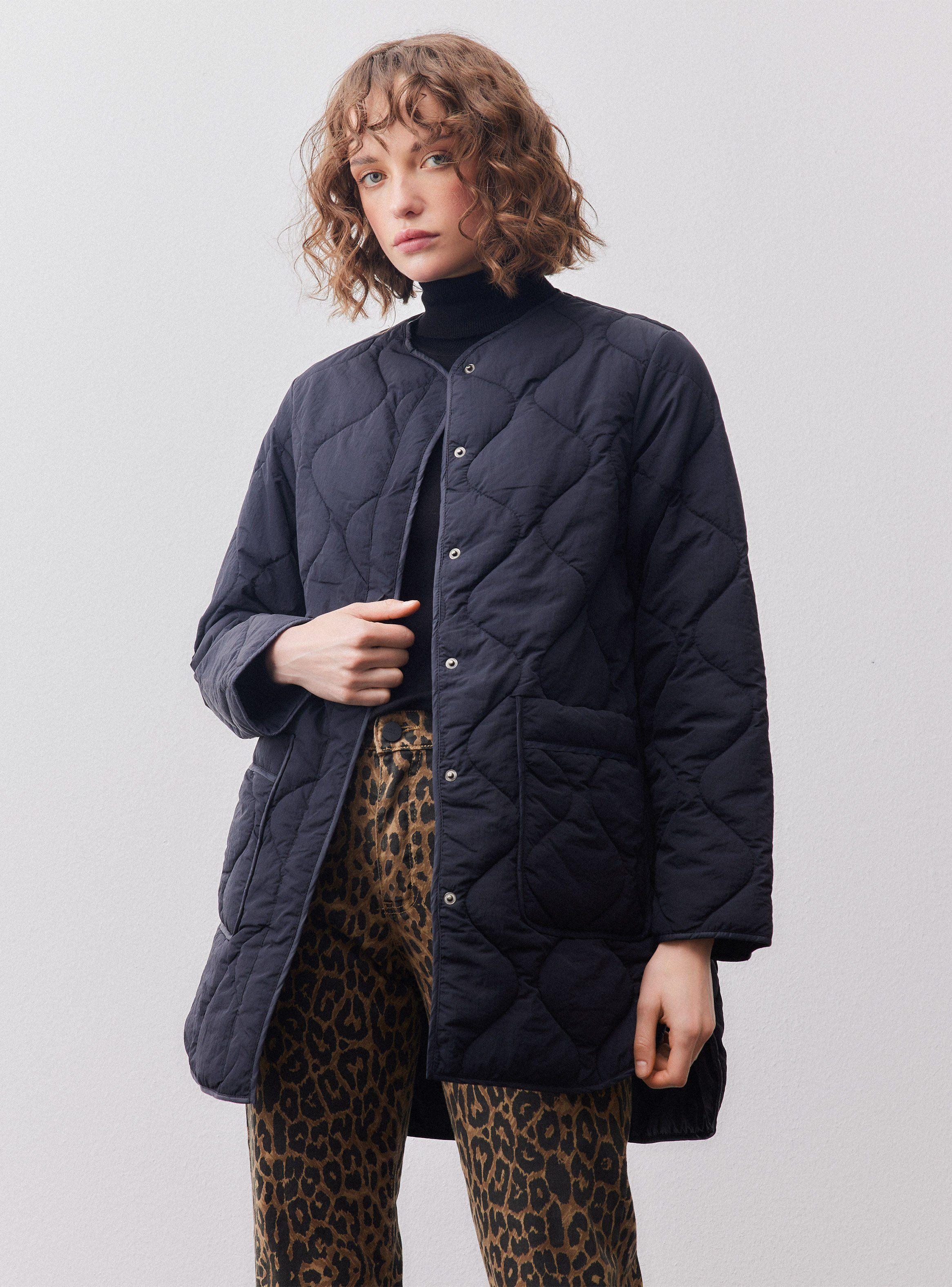 Parka Acolchada Recta Manga Larga-0