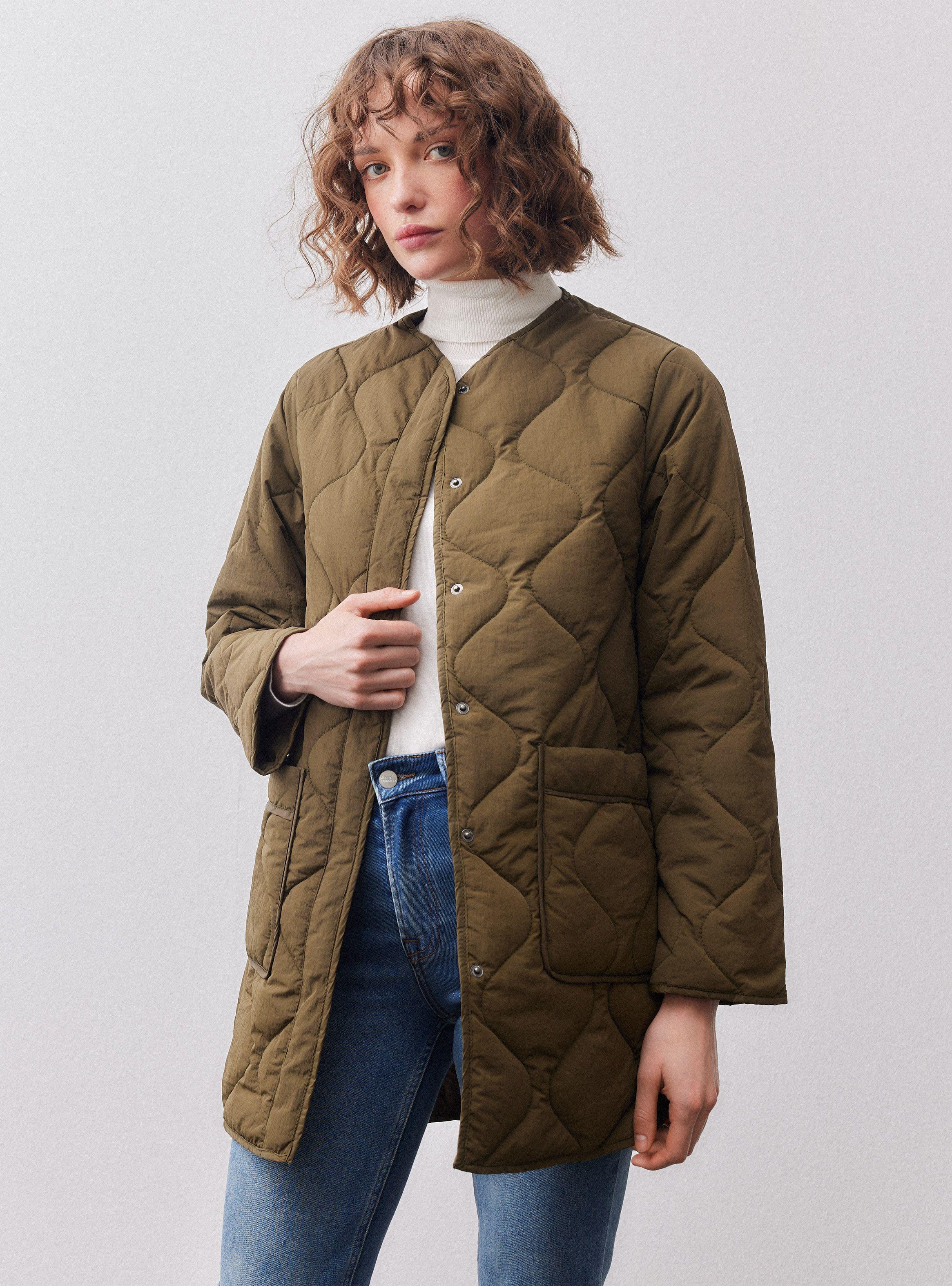 Parka Acolchada Recta Manga Larga-0