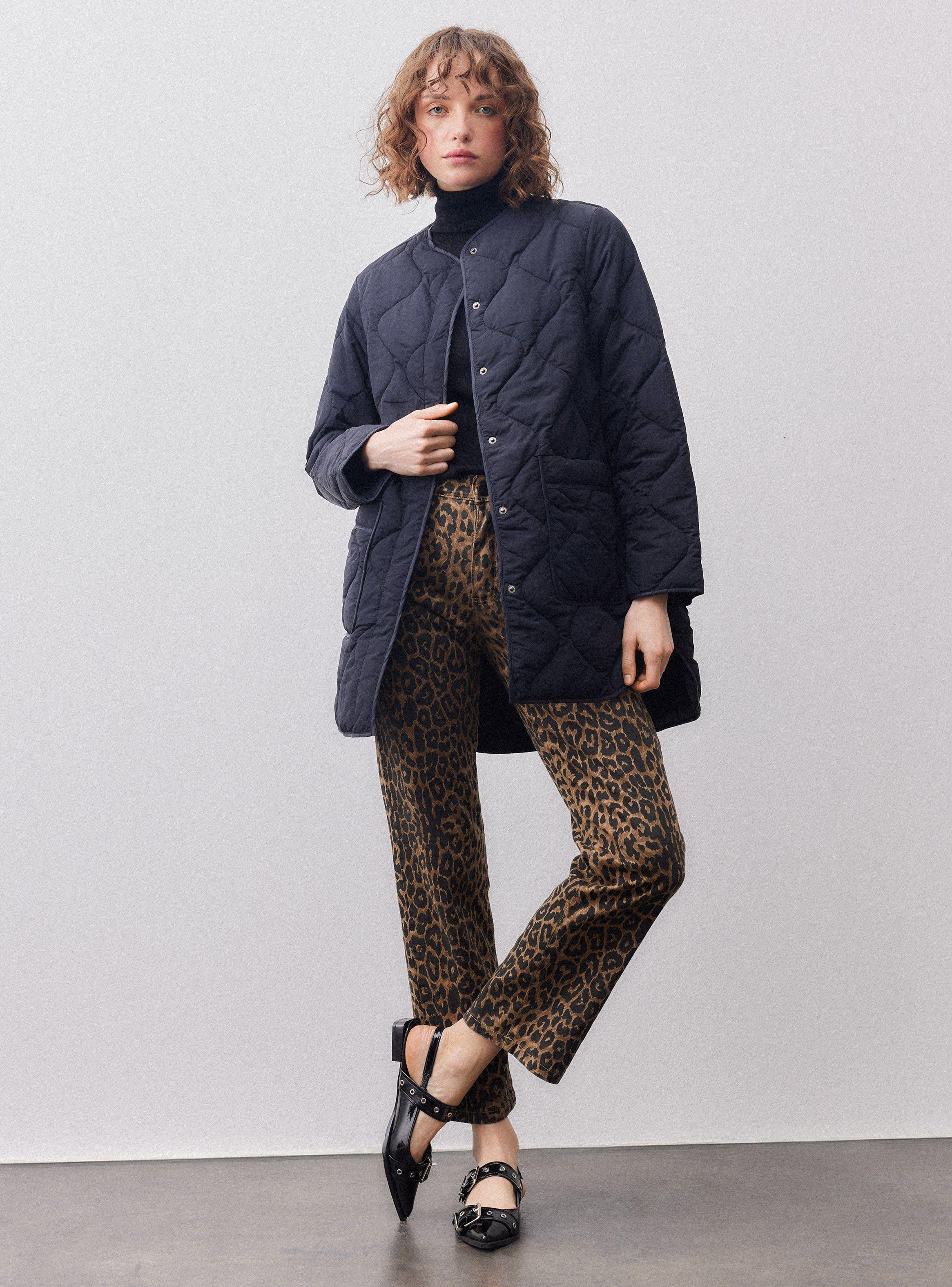 Parka Acolchada Recta Manga Larga-4