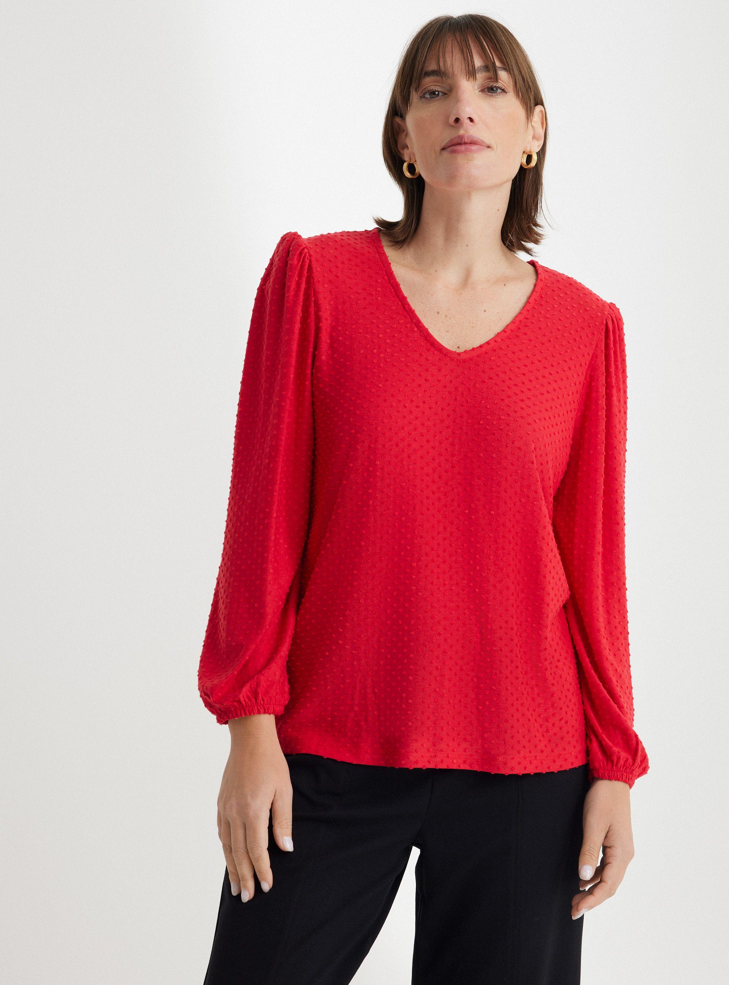 Polera Texturada Manga Obispo-0
