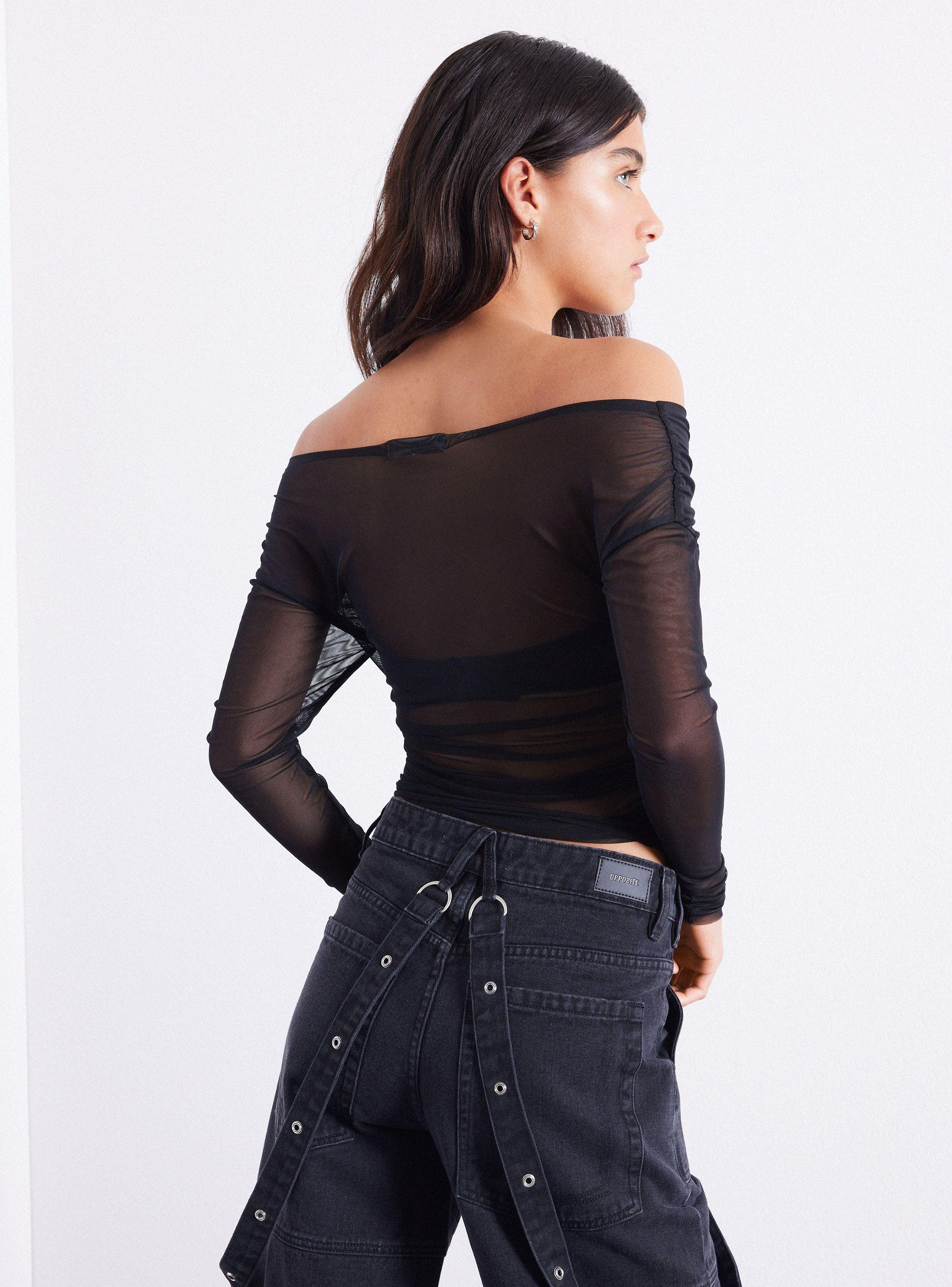 Polera Malla Escote Bardot-1