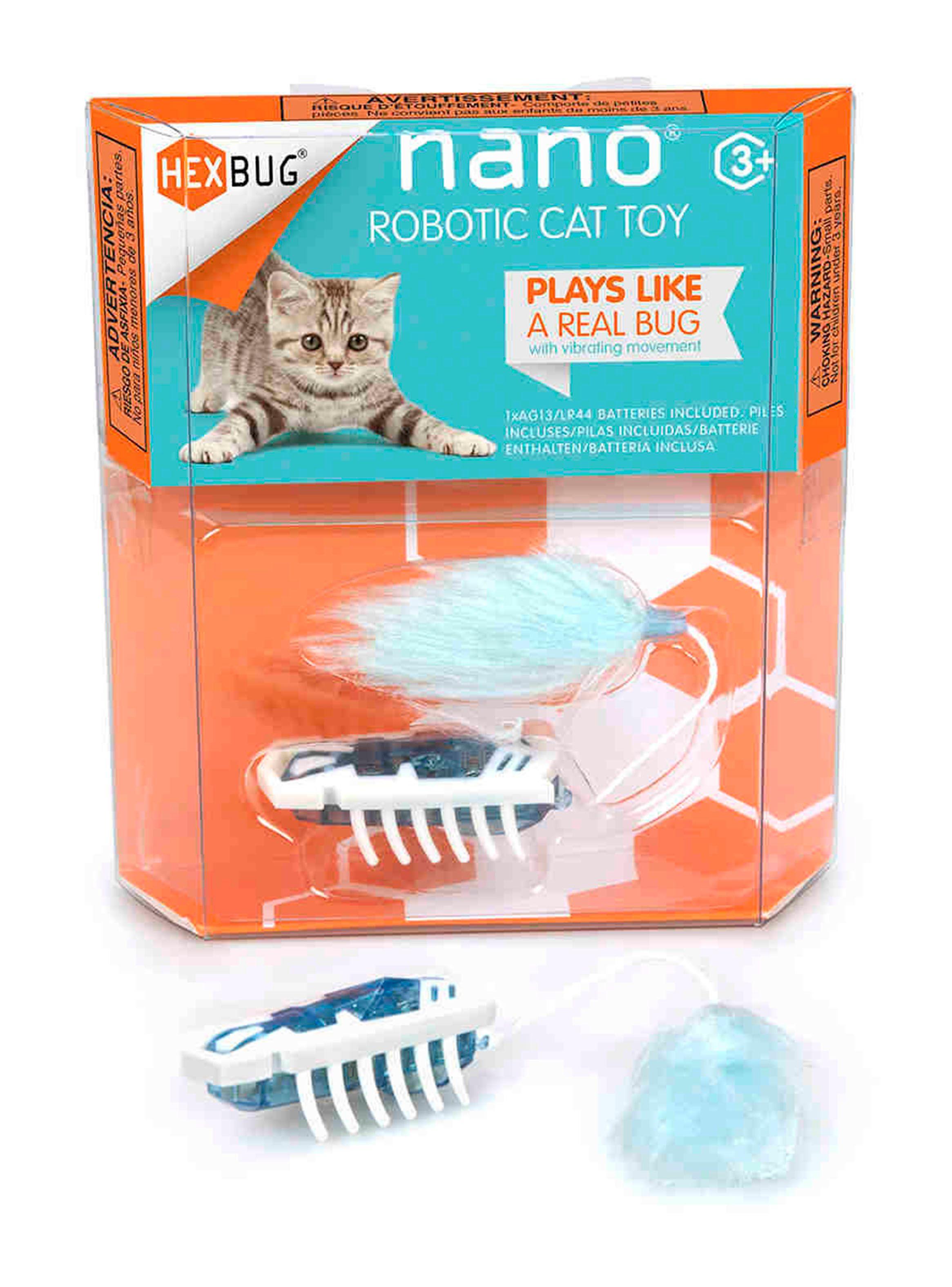 Robot Hexbug Nano para Gatos Blanco y Azul-0