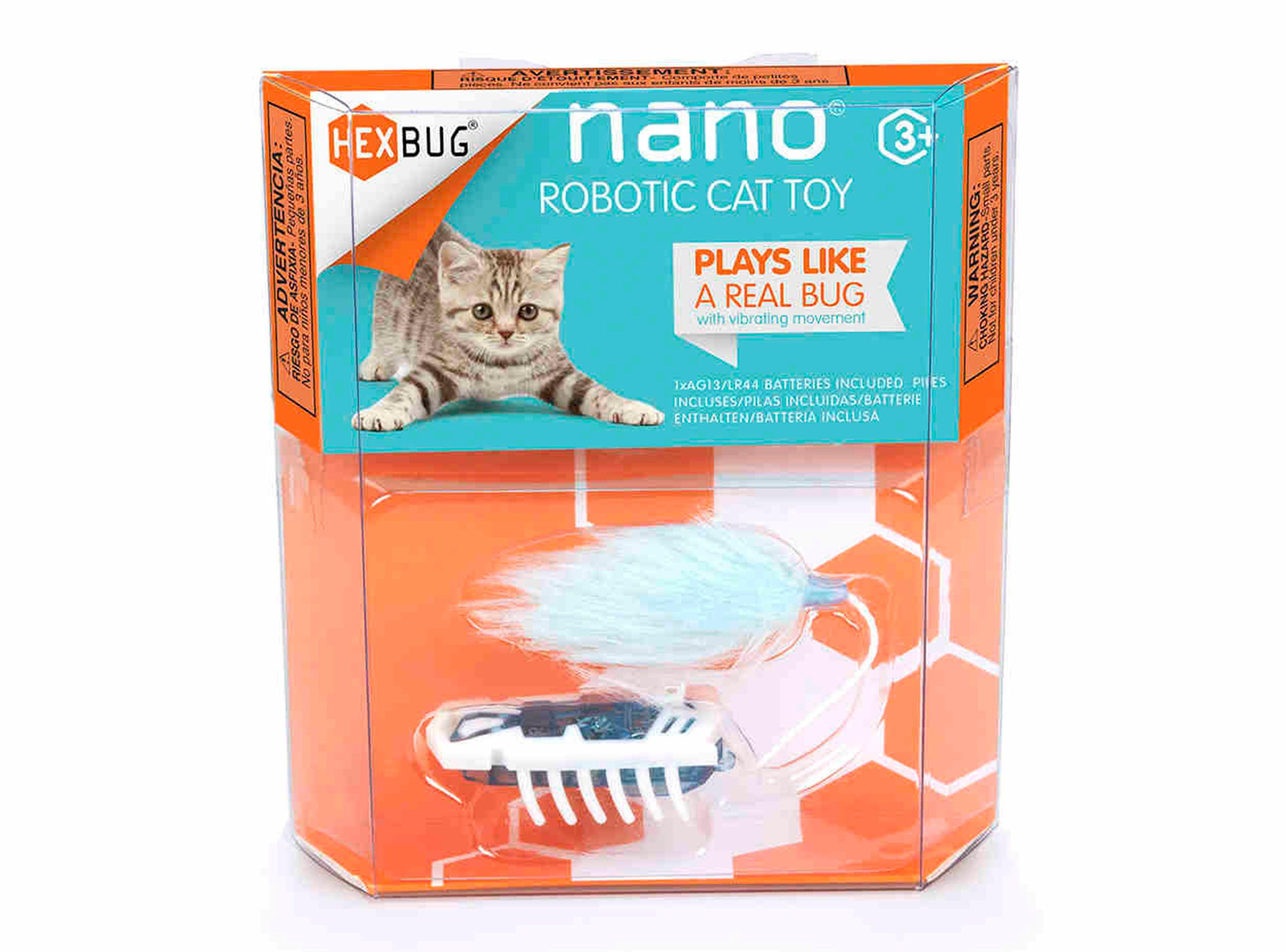 Robot Hexbug Nano para Gatos Blanco y Azul-1