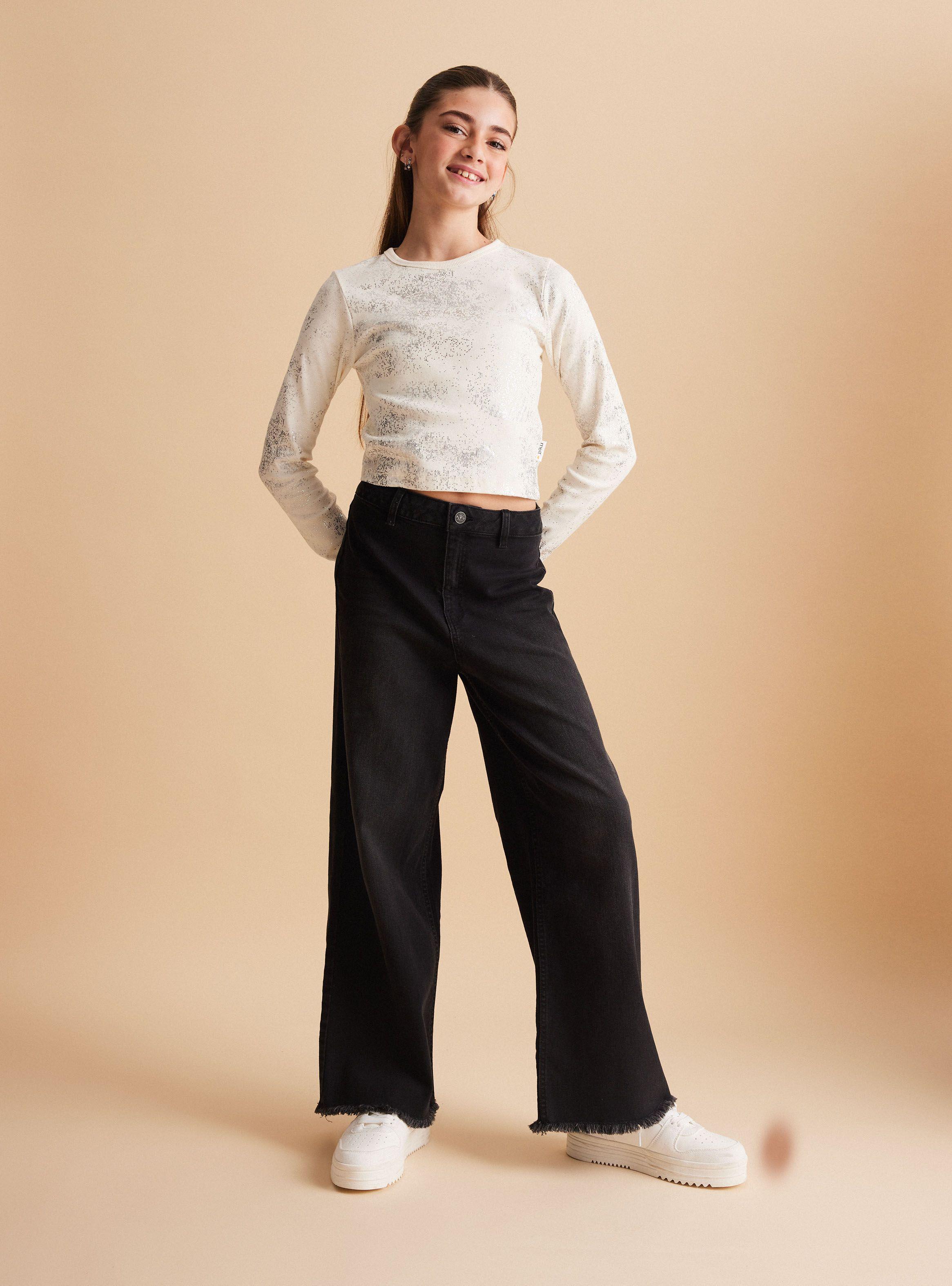 Pantalón Jeans Wide Leg Bleach Wash-0