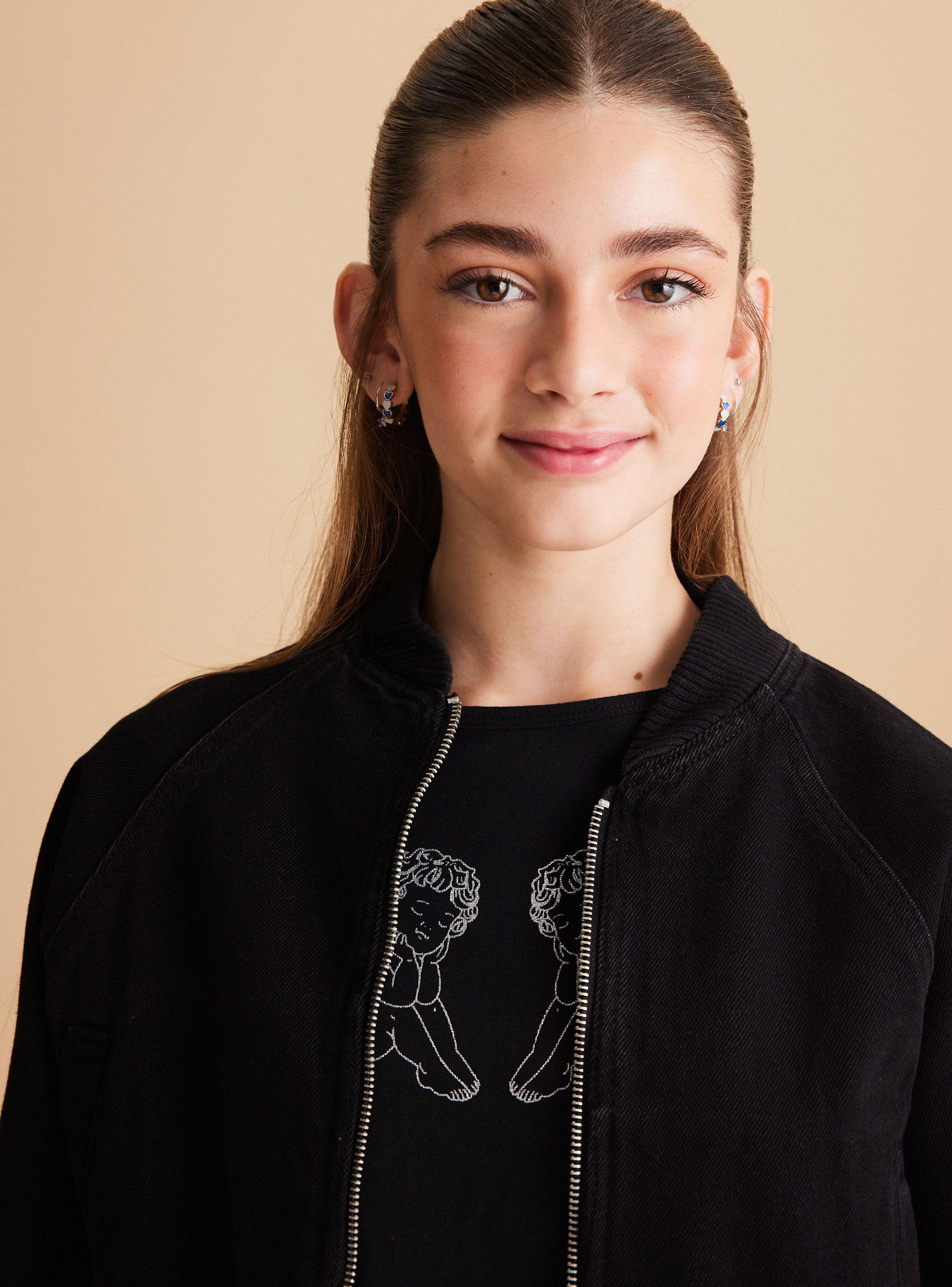 Chaqueta Denim Crop con Cierre-1