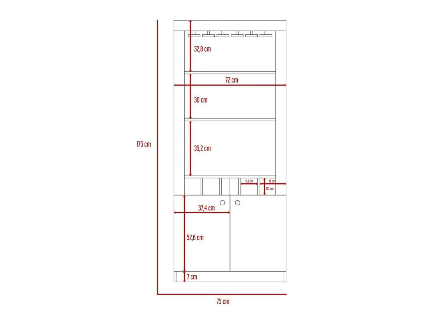 Bar Bellagio 75x36x175 cm TuHome-7