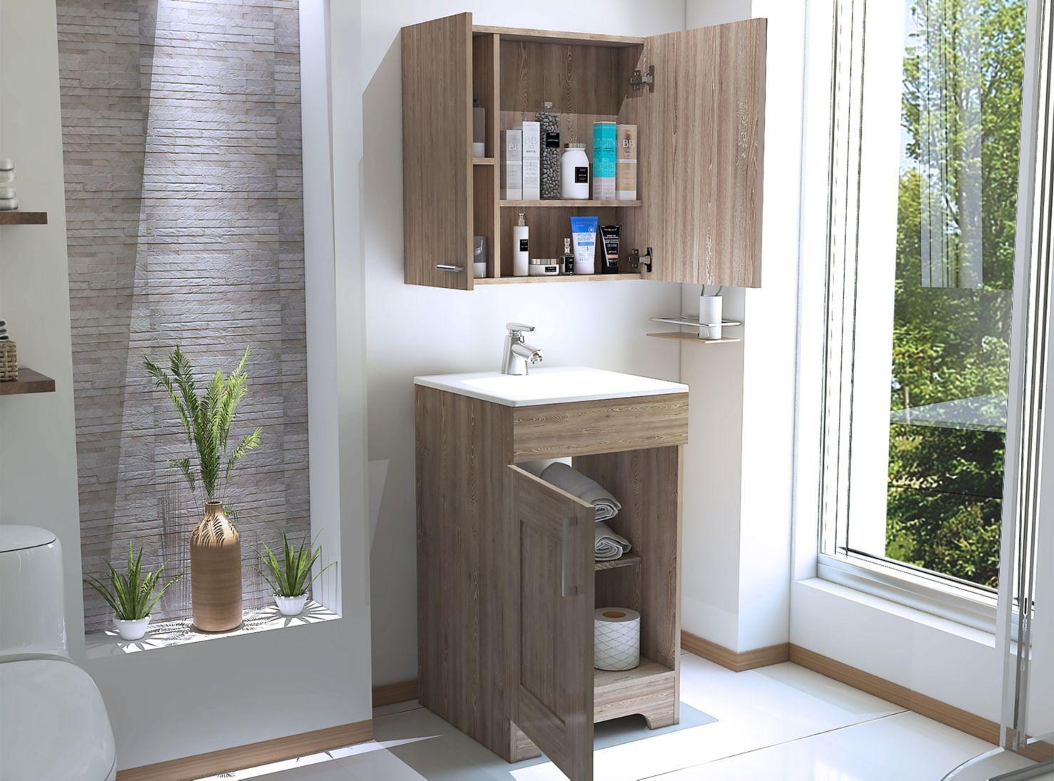Combo Baño Barcelona Botiquín Espejo + Mueble Lavamanos-5