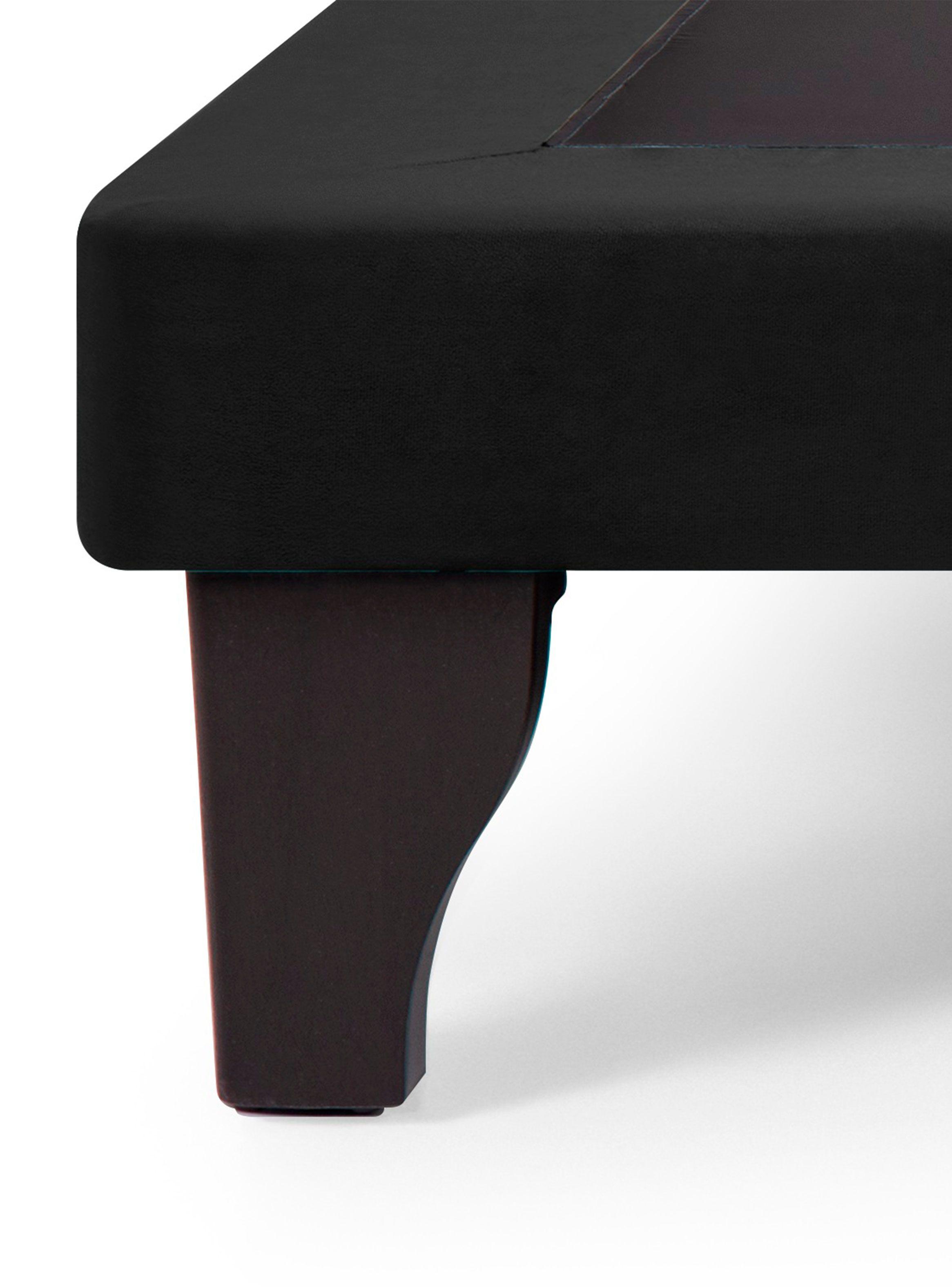Base Cama Europea Felpa Negro 1.5 Plazas-3