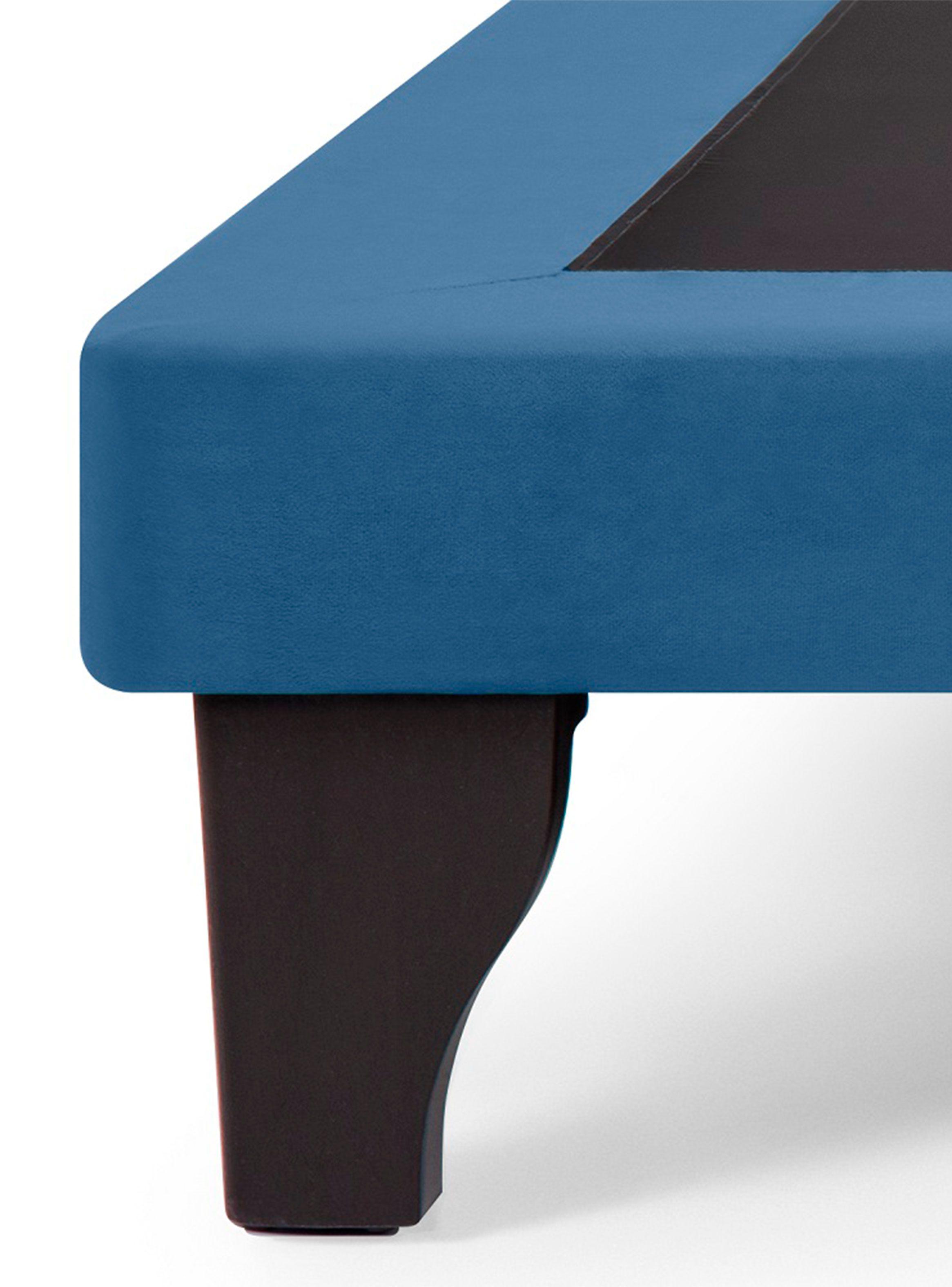 Base Cama Europea Felpa Azul Marino 1.5 Plazas-3