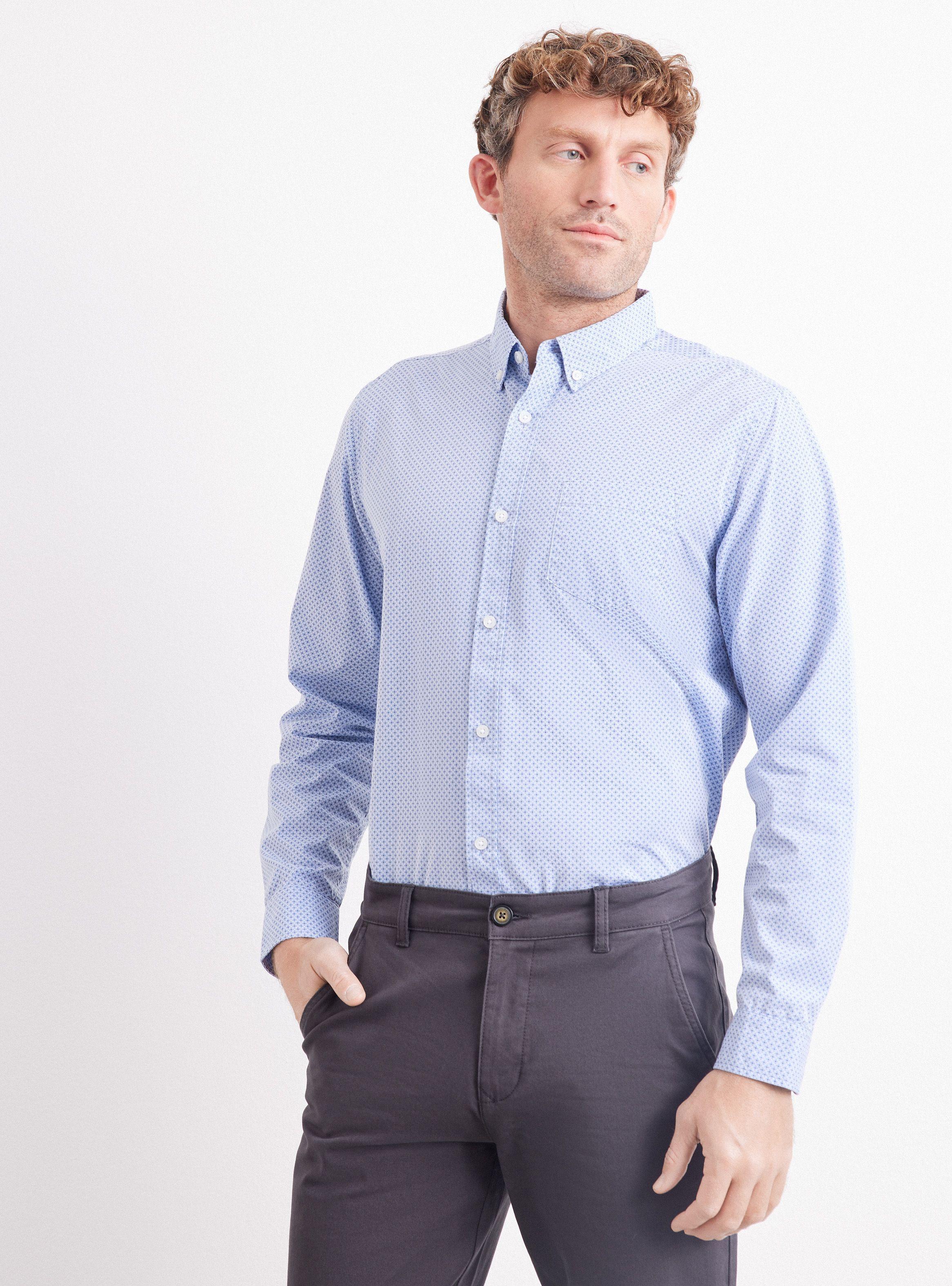 Camisa de Vestir Manga Larga Poplin Mini Print-0