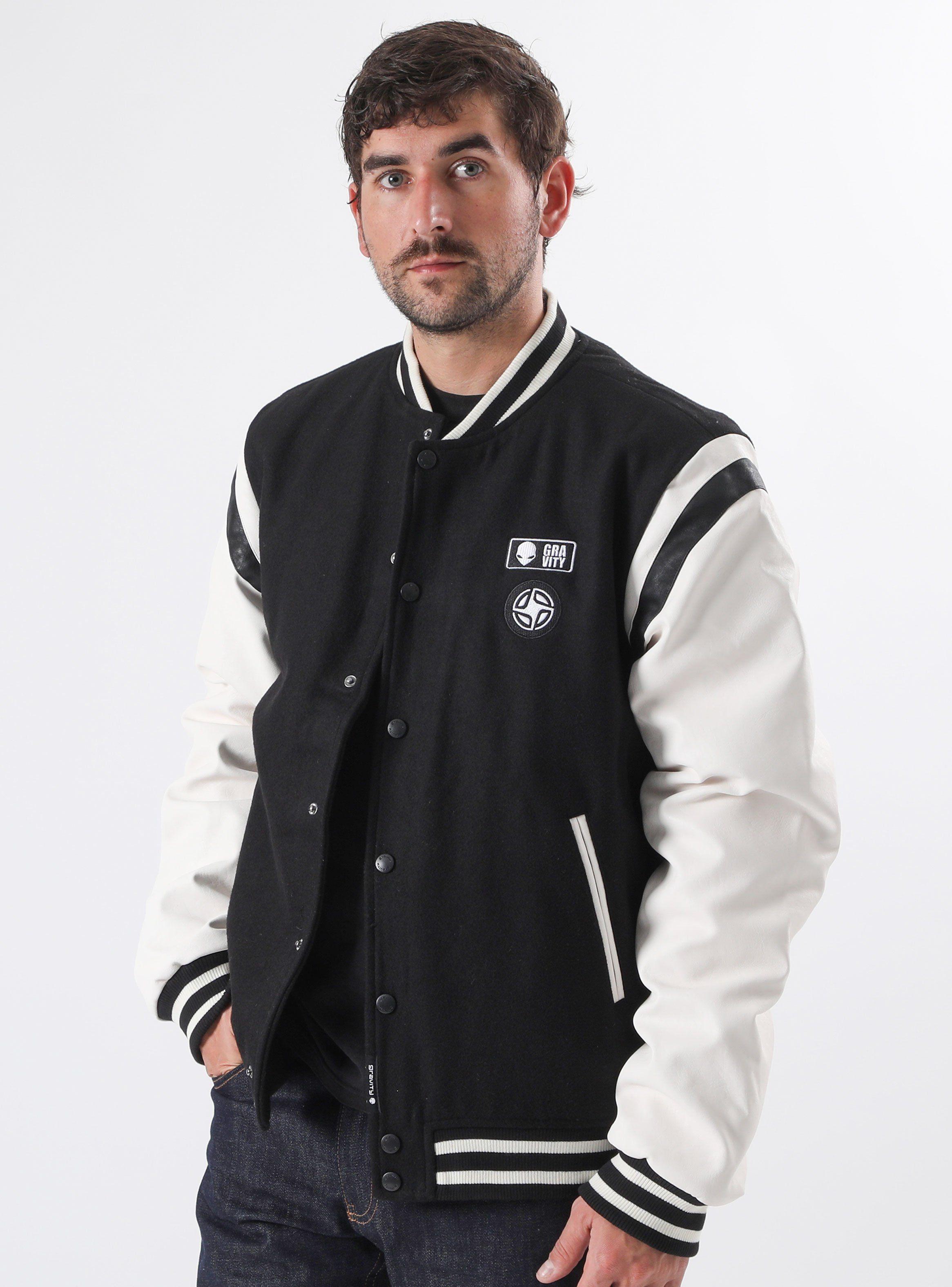 Chaqueta Bomber Lana Manga Cuero Ecológico-0