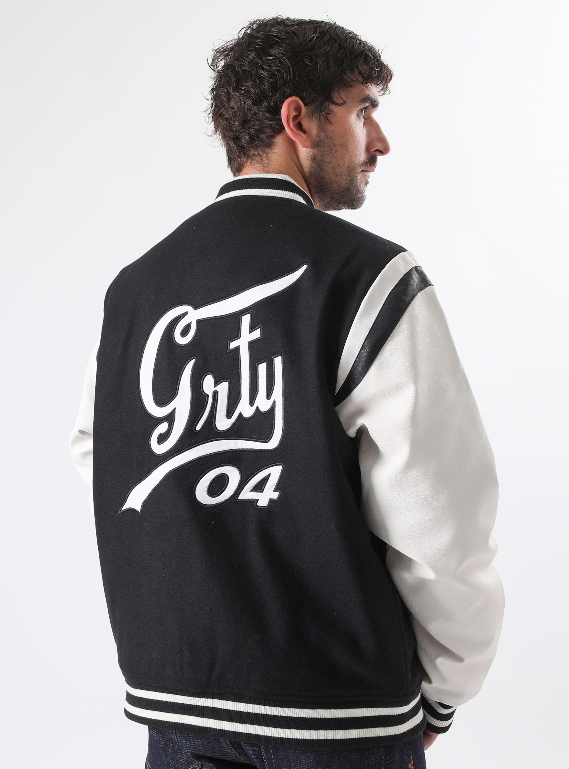 Chaqueta Bomber Lana Manga Cuero Ecológico-1