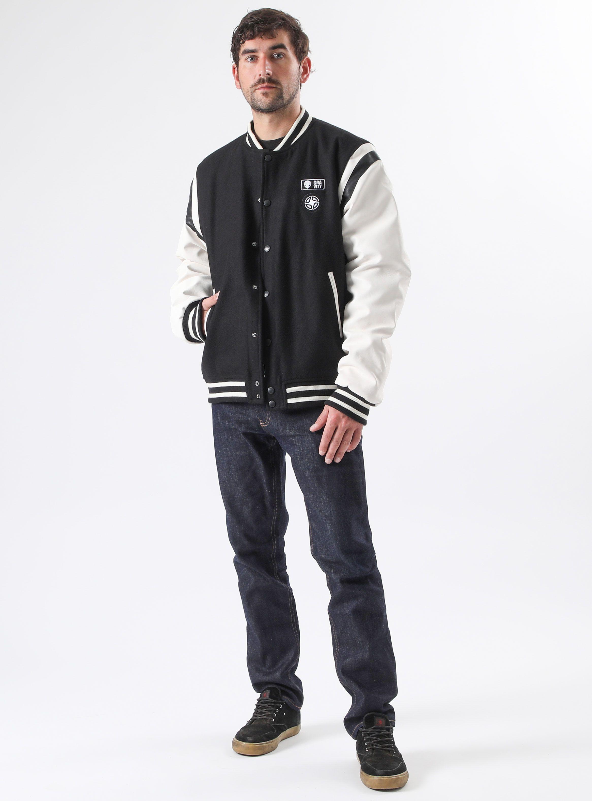 Chaqueta Bomber Lana Manga Cuero Ecológico-3