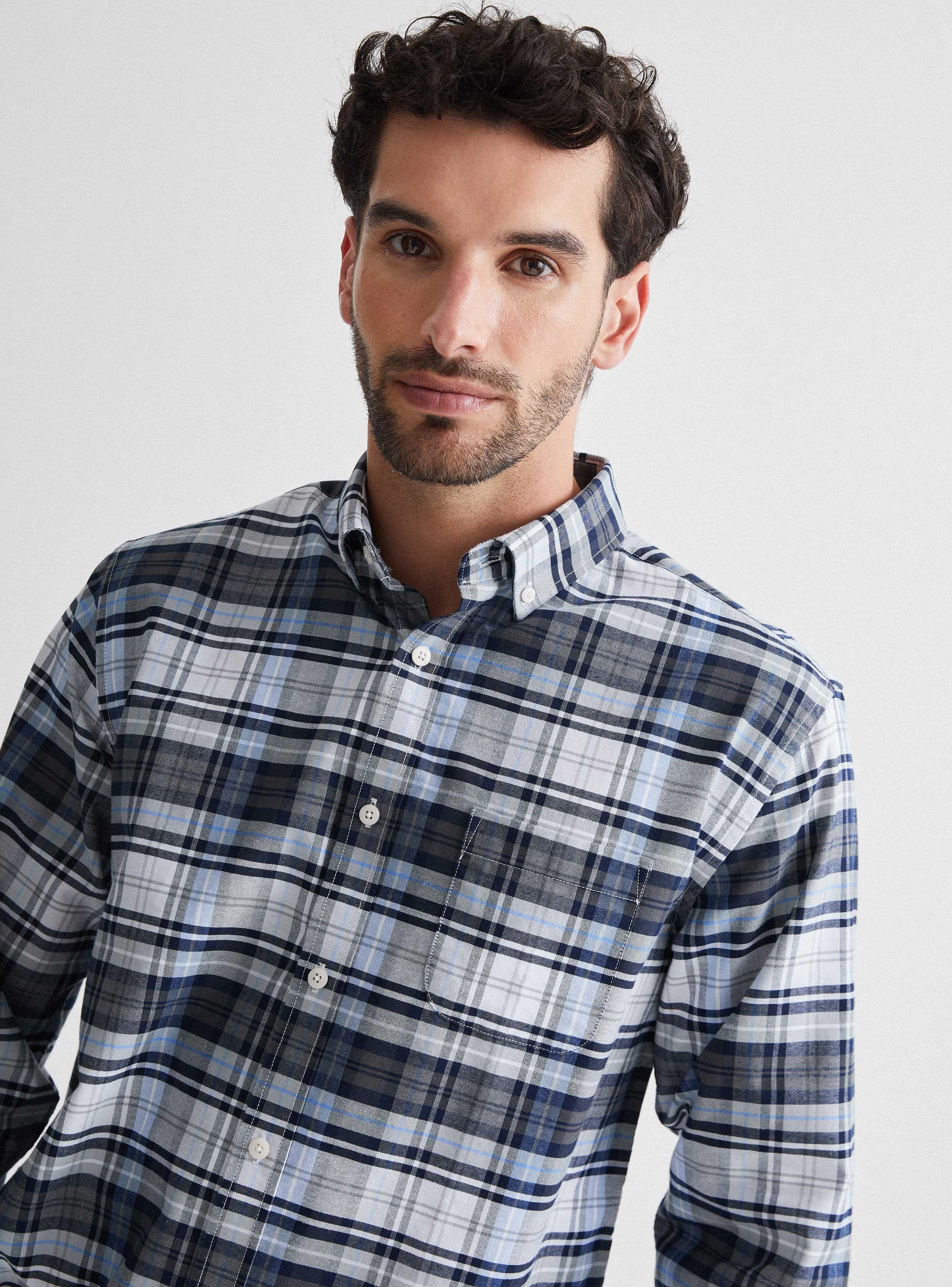 Camisa de Vestir Manga Larga Cuadros Medio de Greenfield