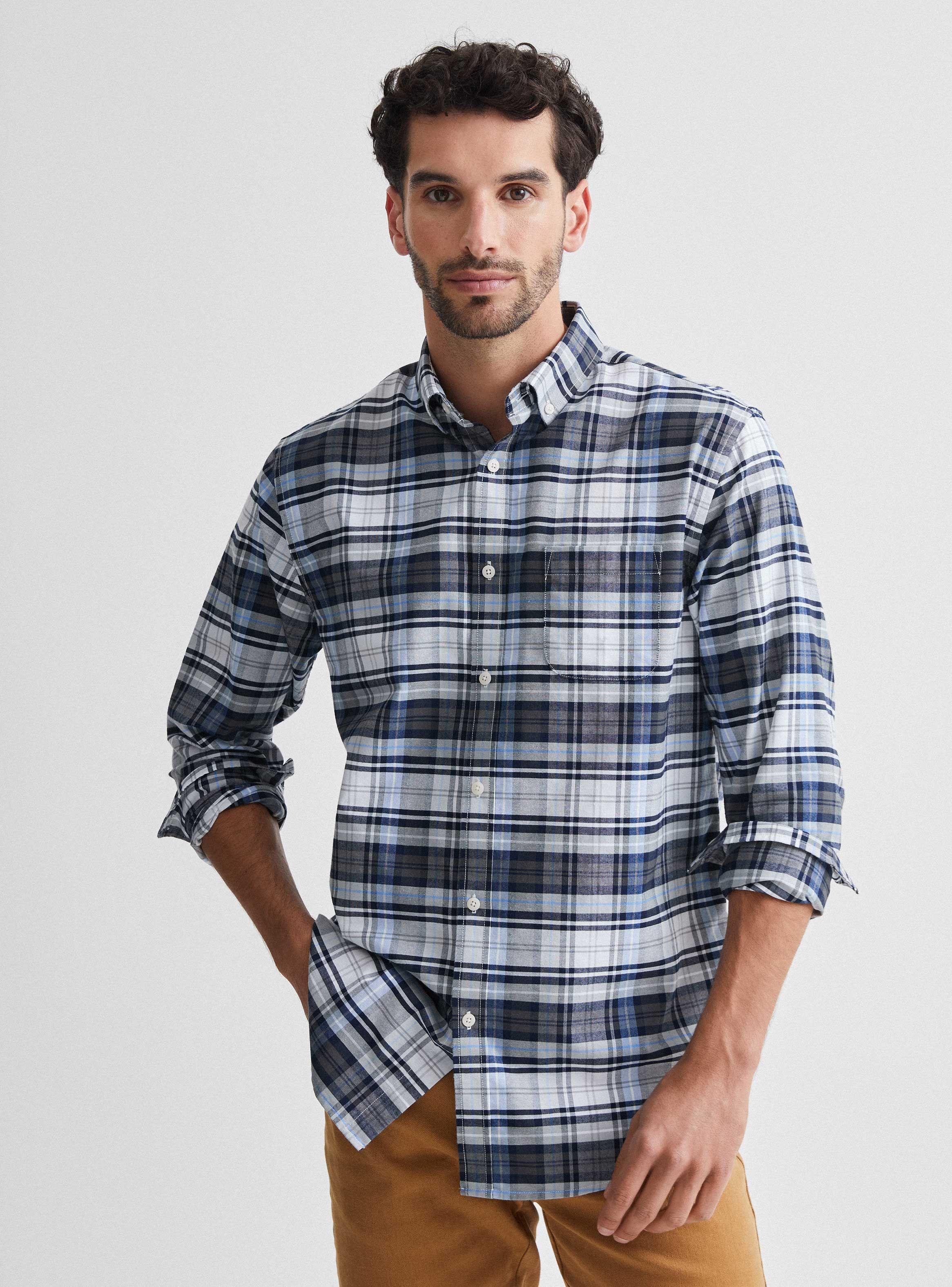 Camisa de Vestir Manga Larga Cuadros Medio de Greenfield
