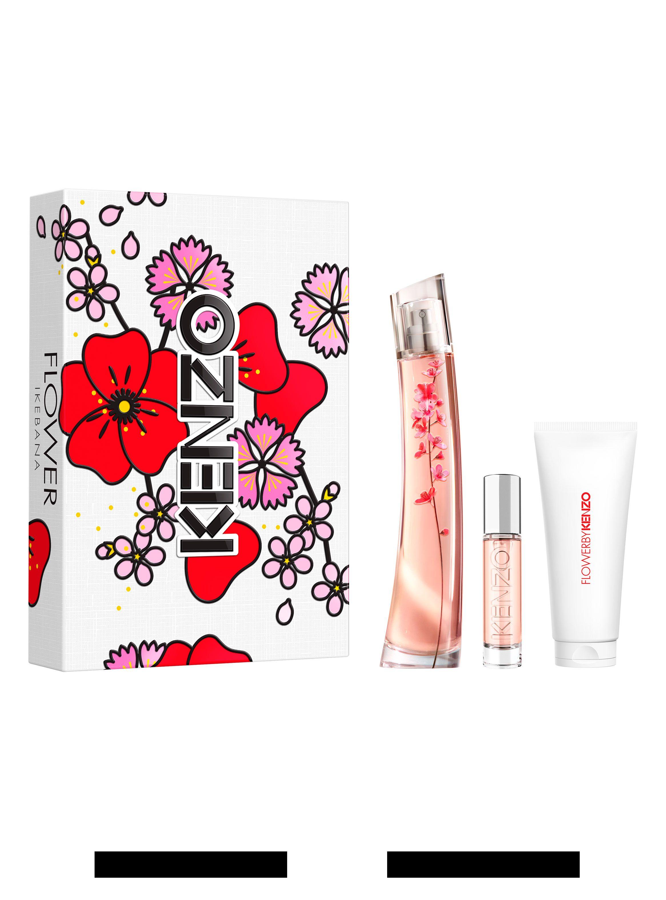 Set Perfume Flower by Kenzo Ikebana EDP Mujer 75 ml + Perfumero de viaje 10 ml+ Crema Corporal 75 ml-0