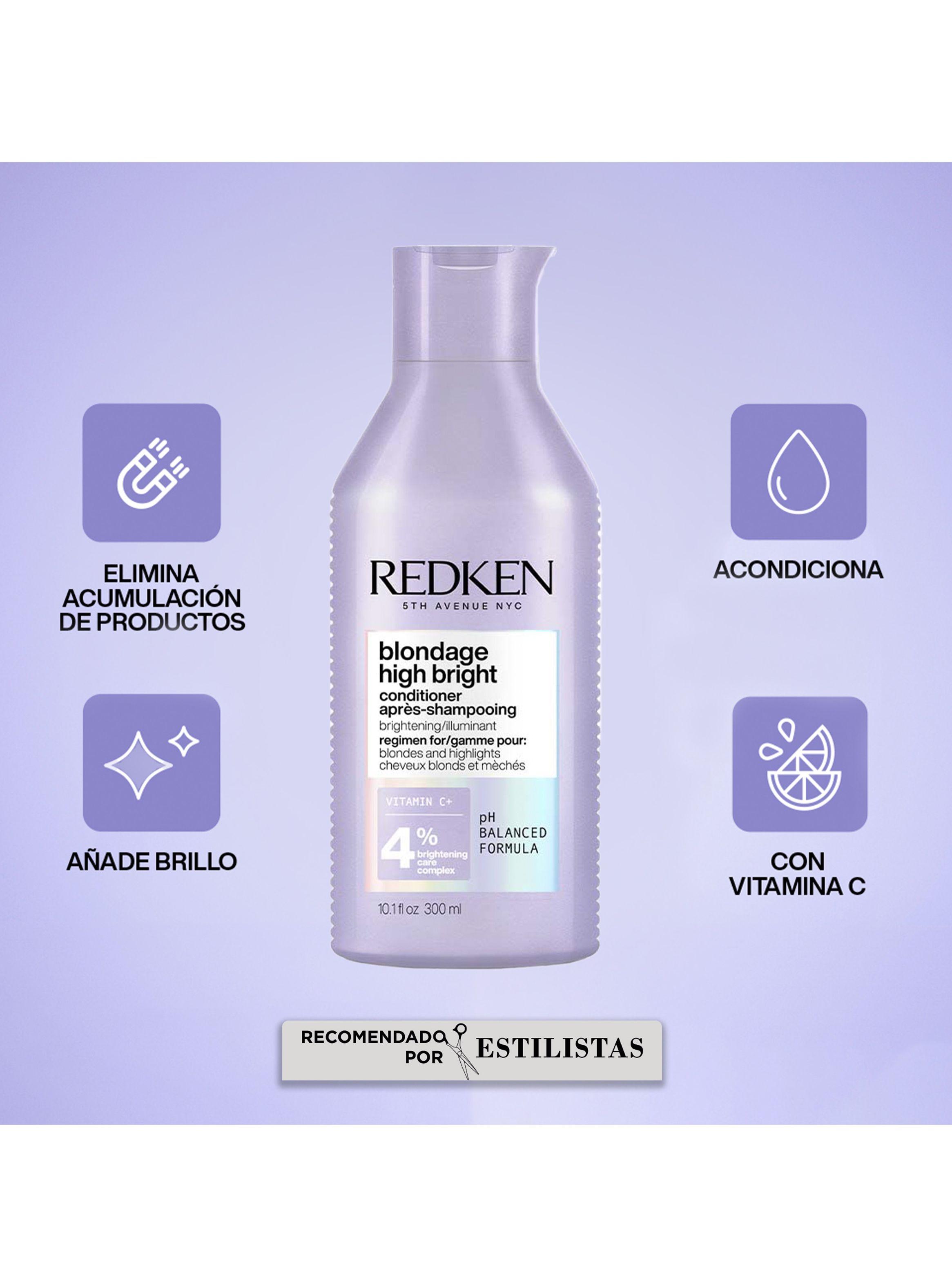 Set Iluminador Cabello Rubio Blondage High Bright Shampoo con Vitamina C 300ml + Acondicionador 300ml Redken-3