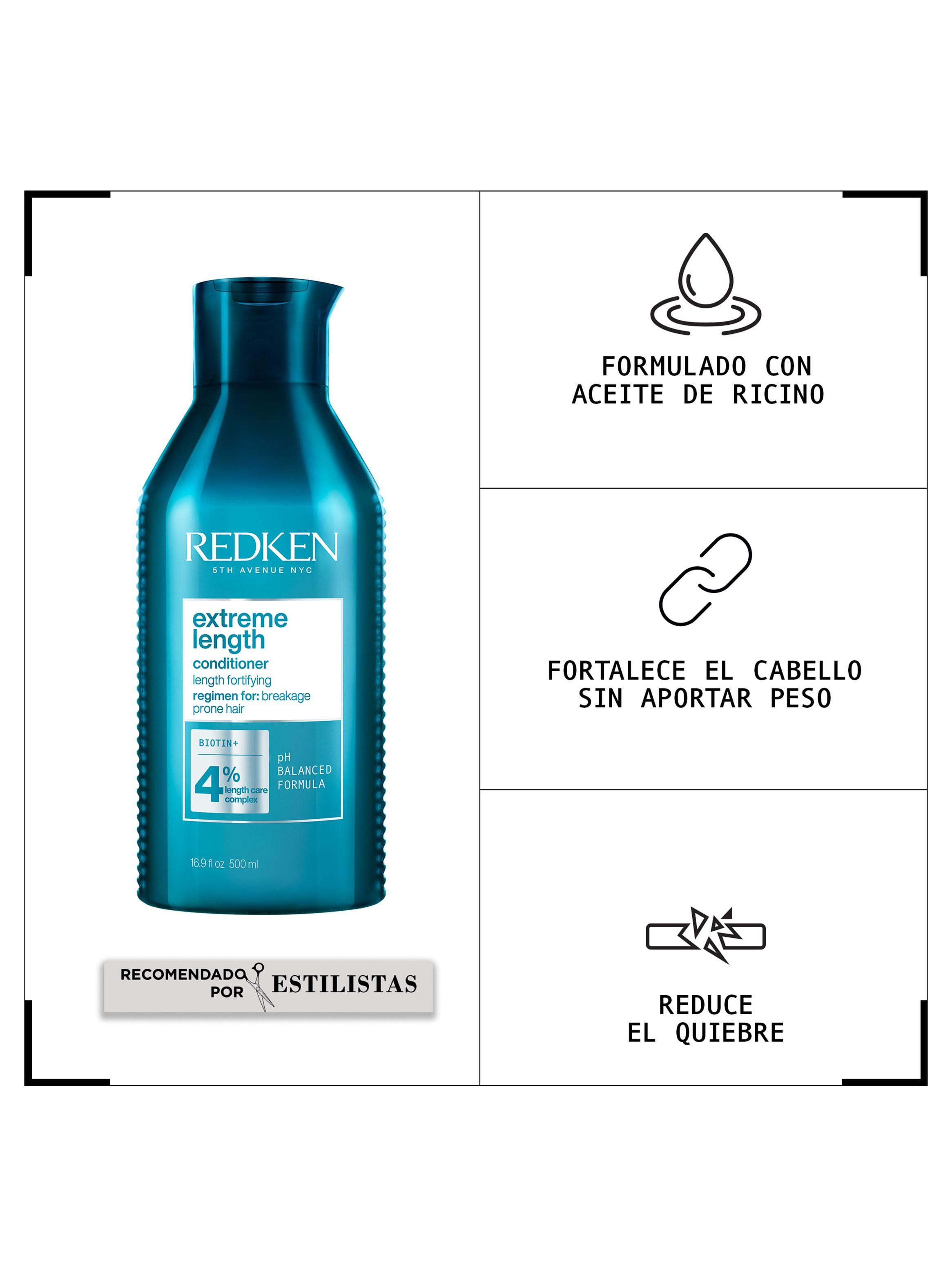 Set Fortalecedor de Largos Cabello Quebradizo Extreme Length Shampoo 300ml + Acondicionador 300ml Redken-3