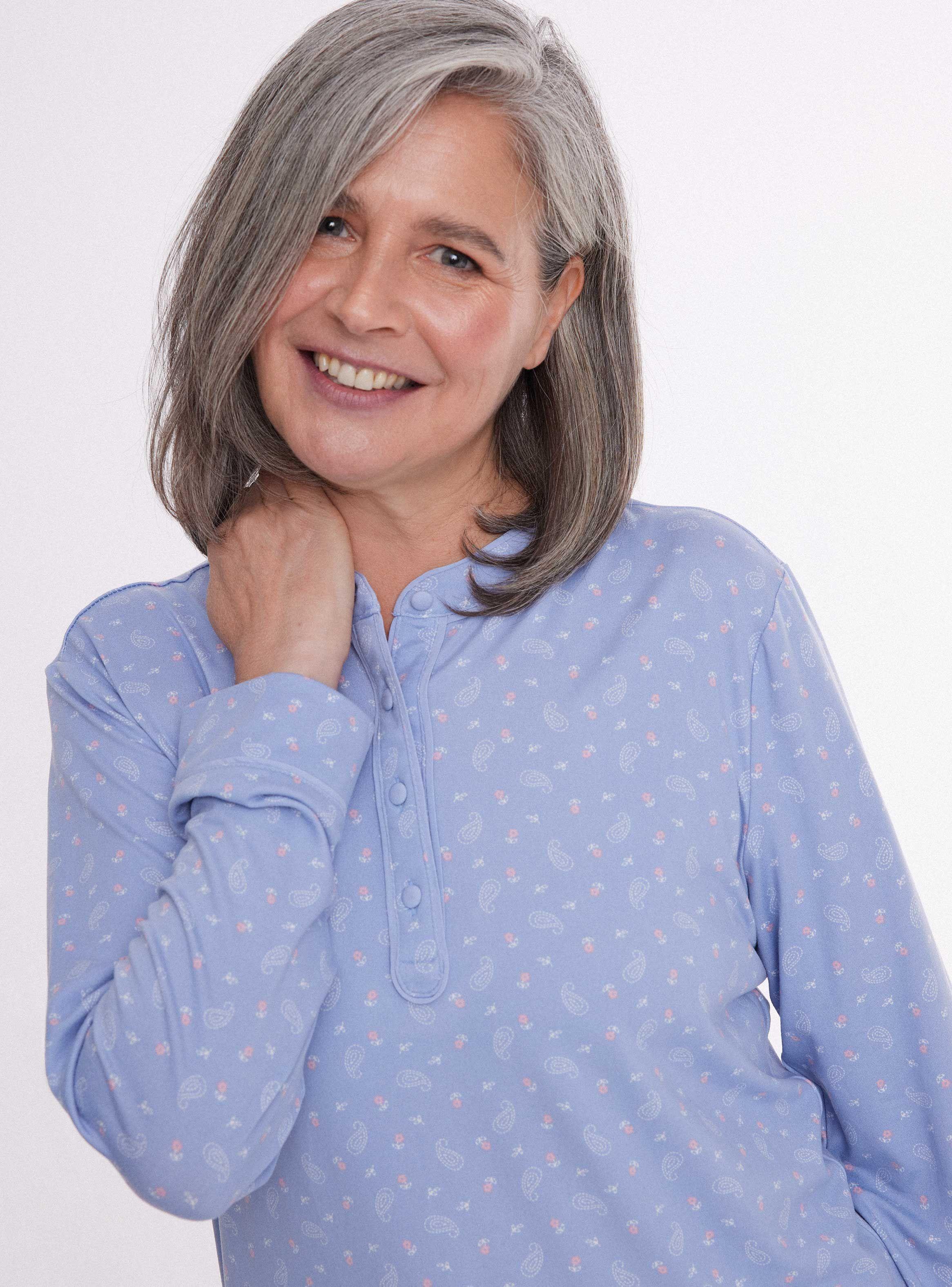 Pijama Largo Full Print Piping Cuello-2