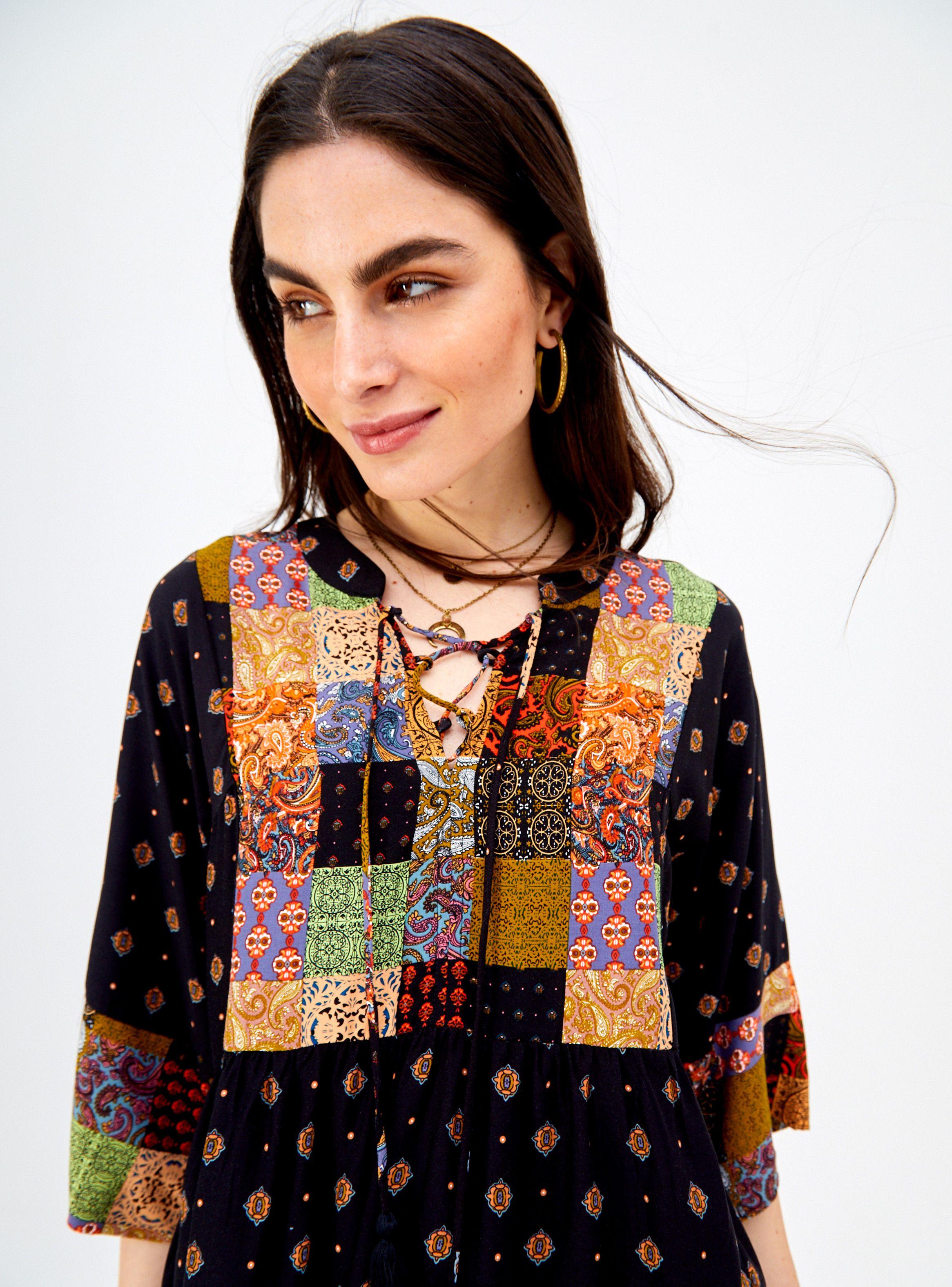Blusa Estampado de Patchwork y Mini Print-2